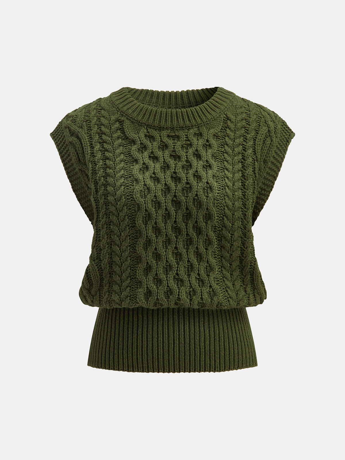 Ärmelloser Zopfstrickpullover