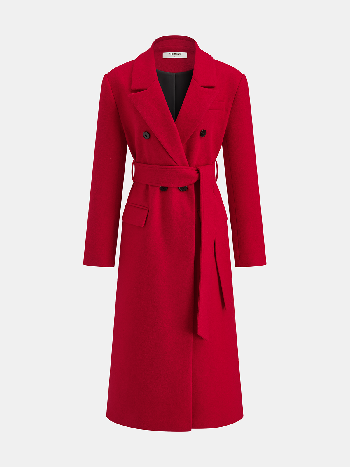 Belted Double-Breasted Long Coat