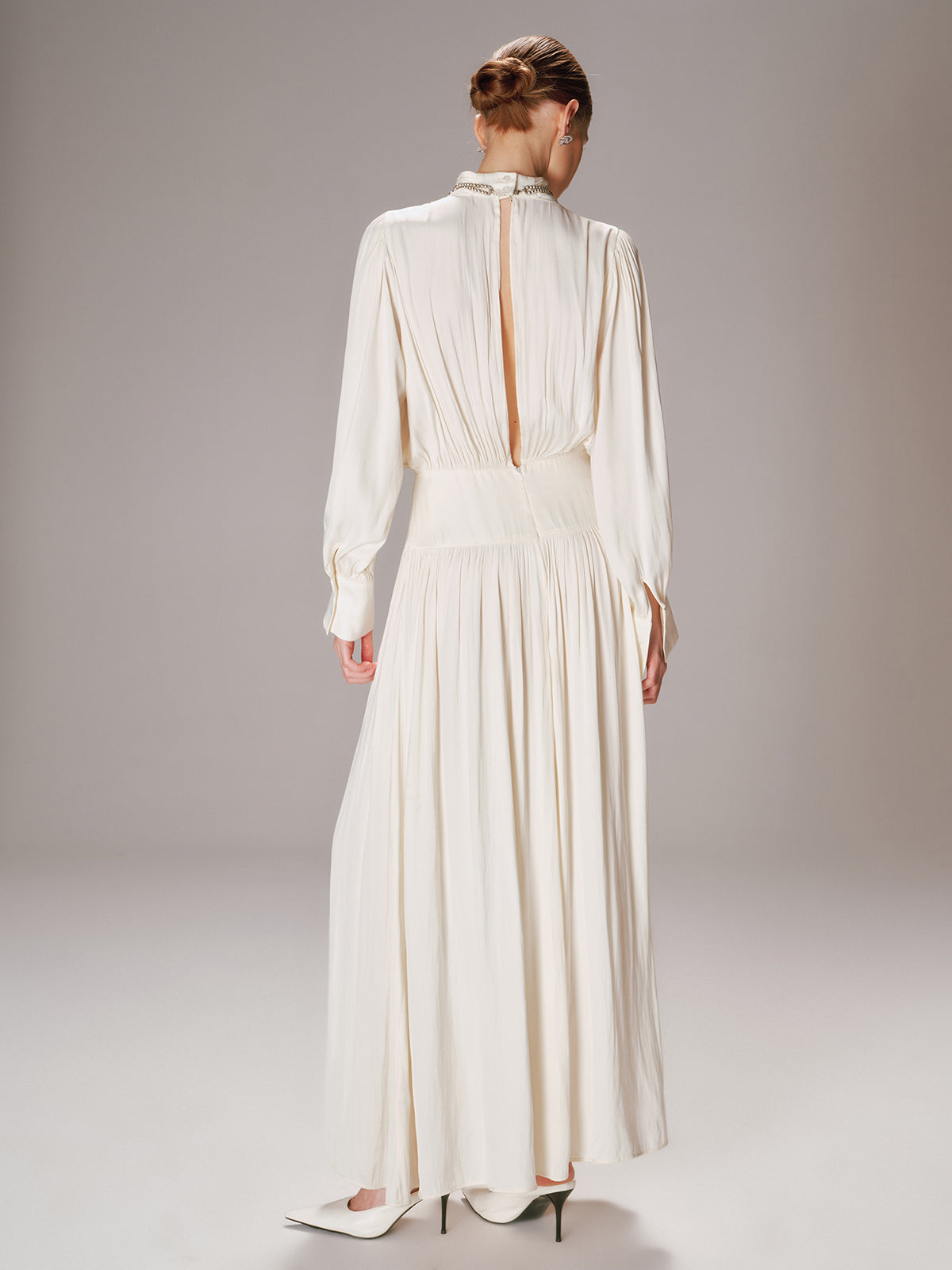 High Neck Long-Sleeve Maxi Dress