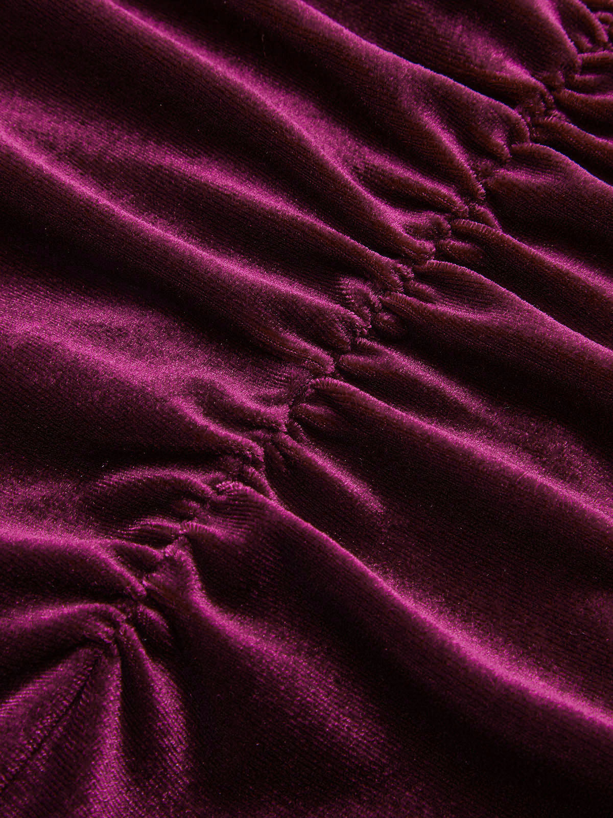 Velvet Ruched Long-Sleeve Bodysuit