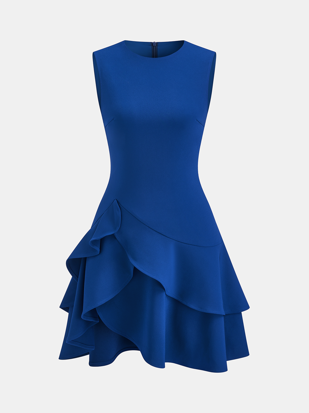 Ärmelloses Minikleid mit asymmetrischem Rüschensaum