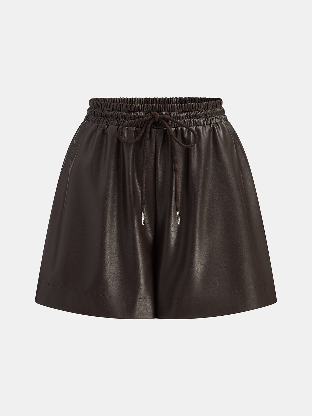 Short en similicuir avec cordon de serrage à la taille élastique