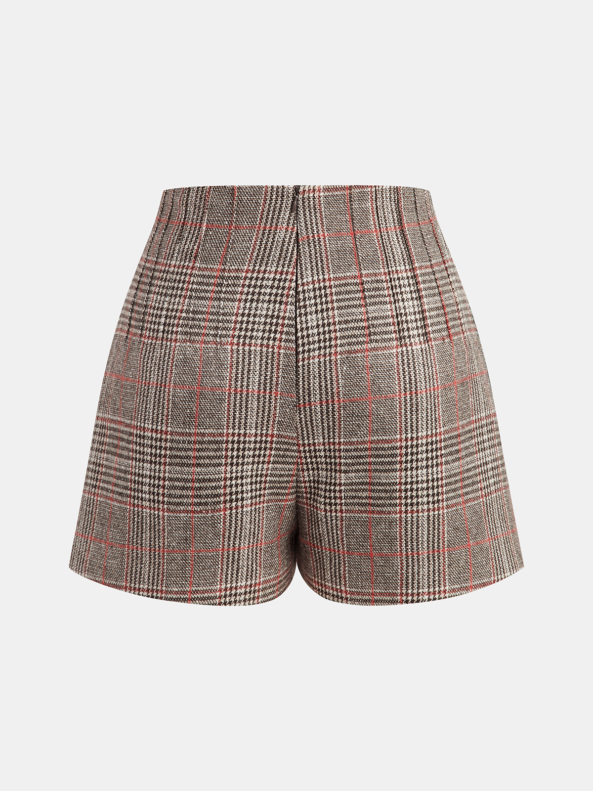 High-Waist Plaid Tweed Shorts