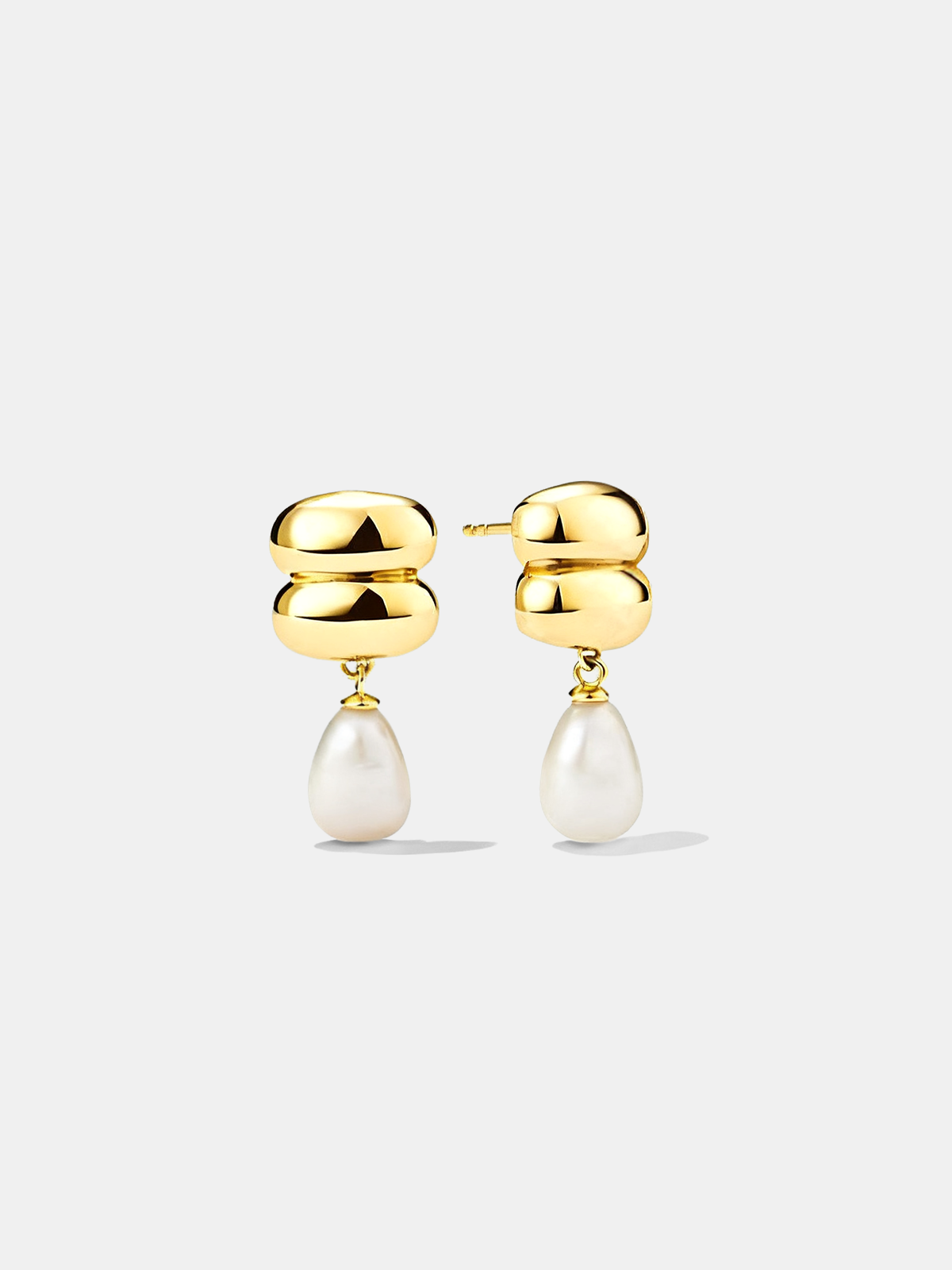 Teardrop Pearl Double-Dome Drop Earrings