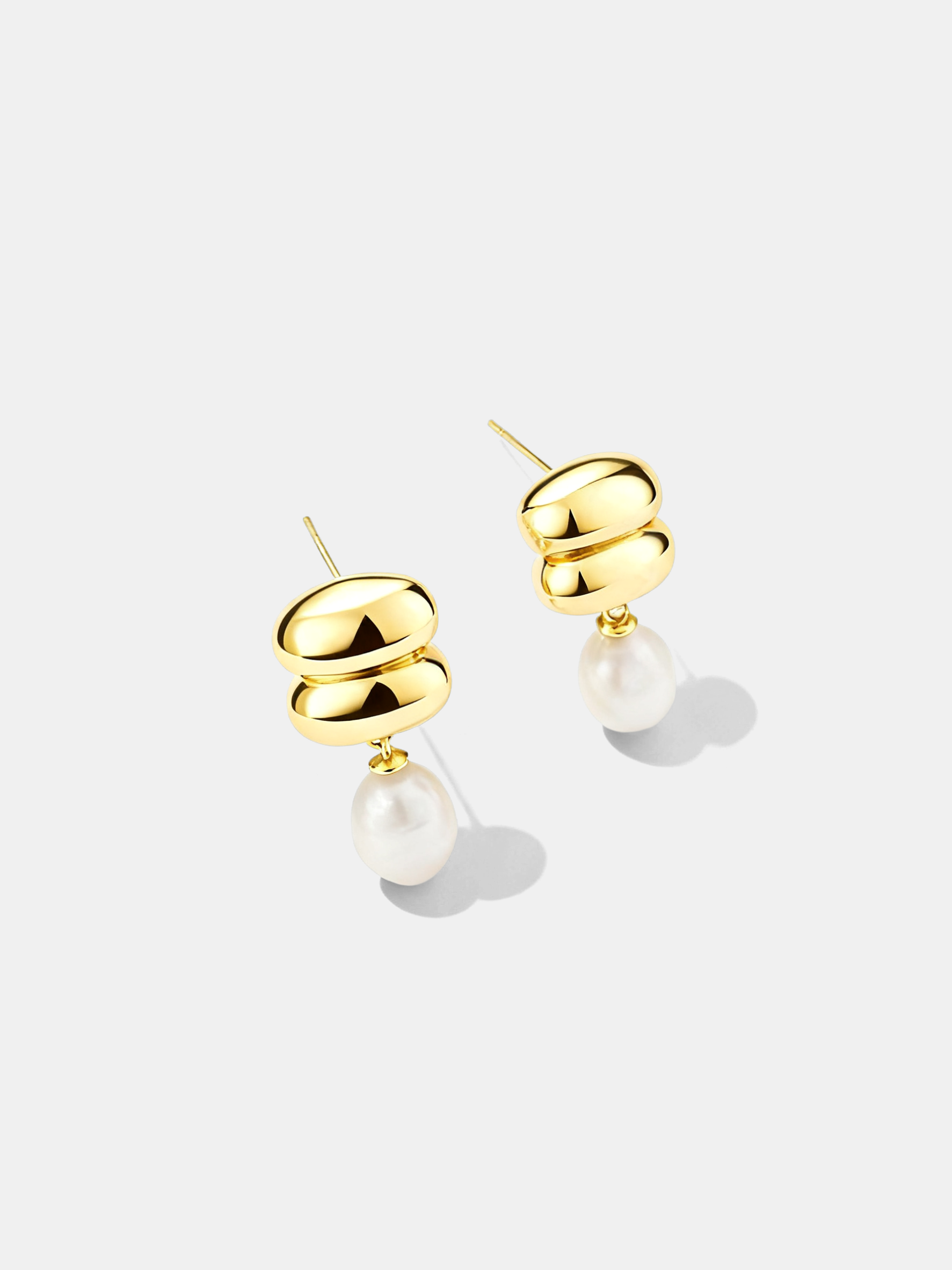 Teardrop Pearl Double-Dome Drop Earrings
