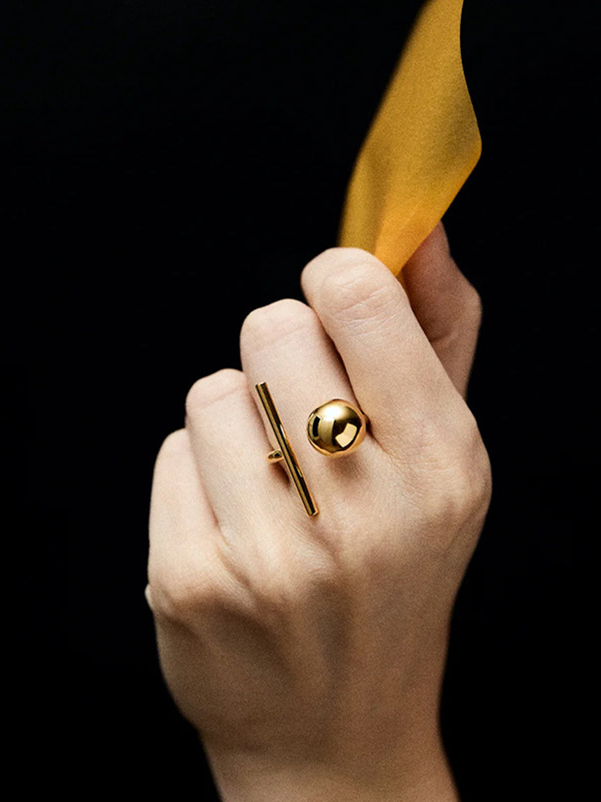Gold Tone Geometric Statement Ring