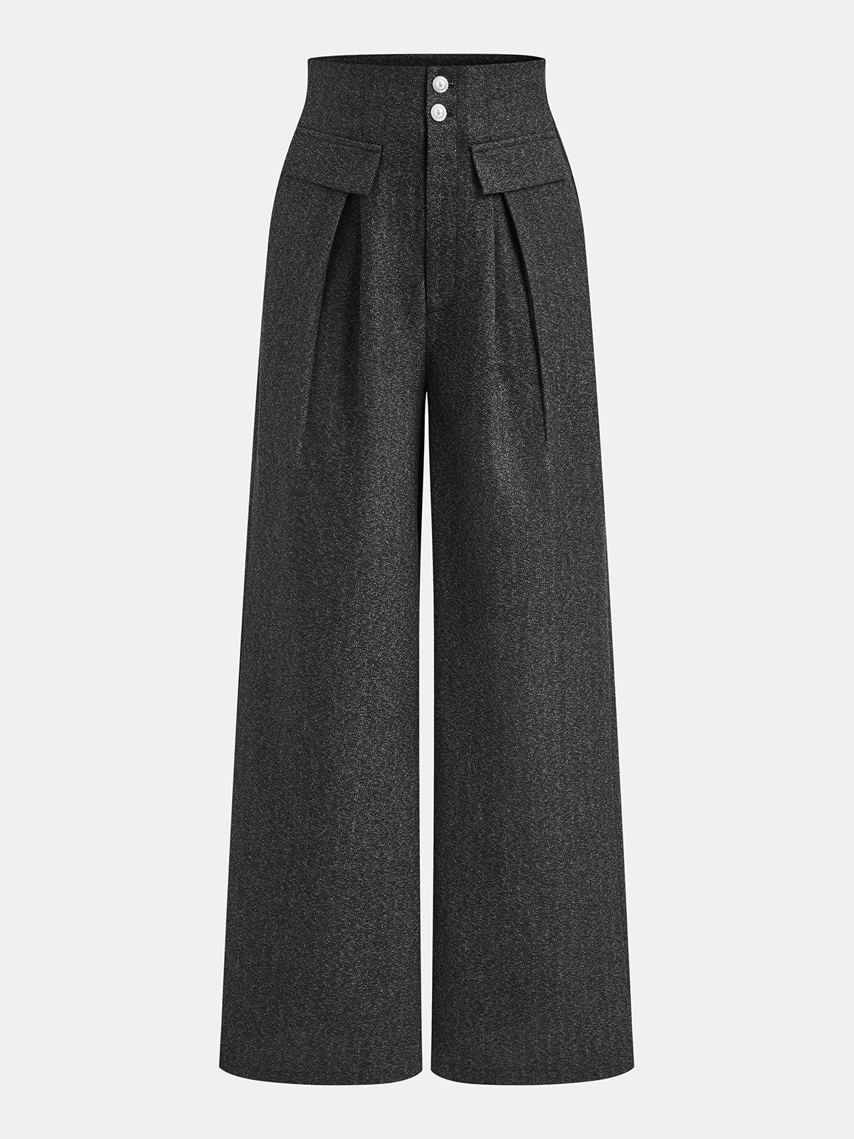 High-Waisted Pleated Straight-Leg Pants