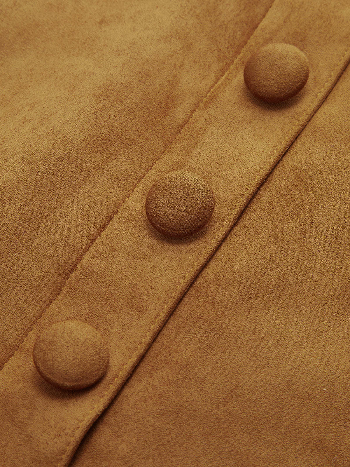 Jupe midi fendue effet daim à boutons décoratifs