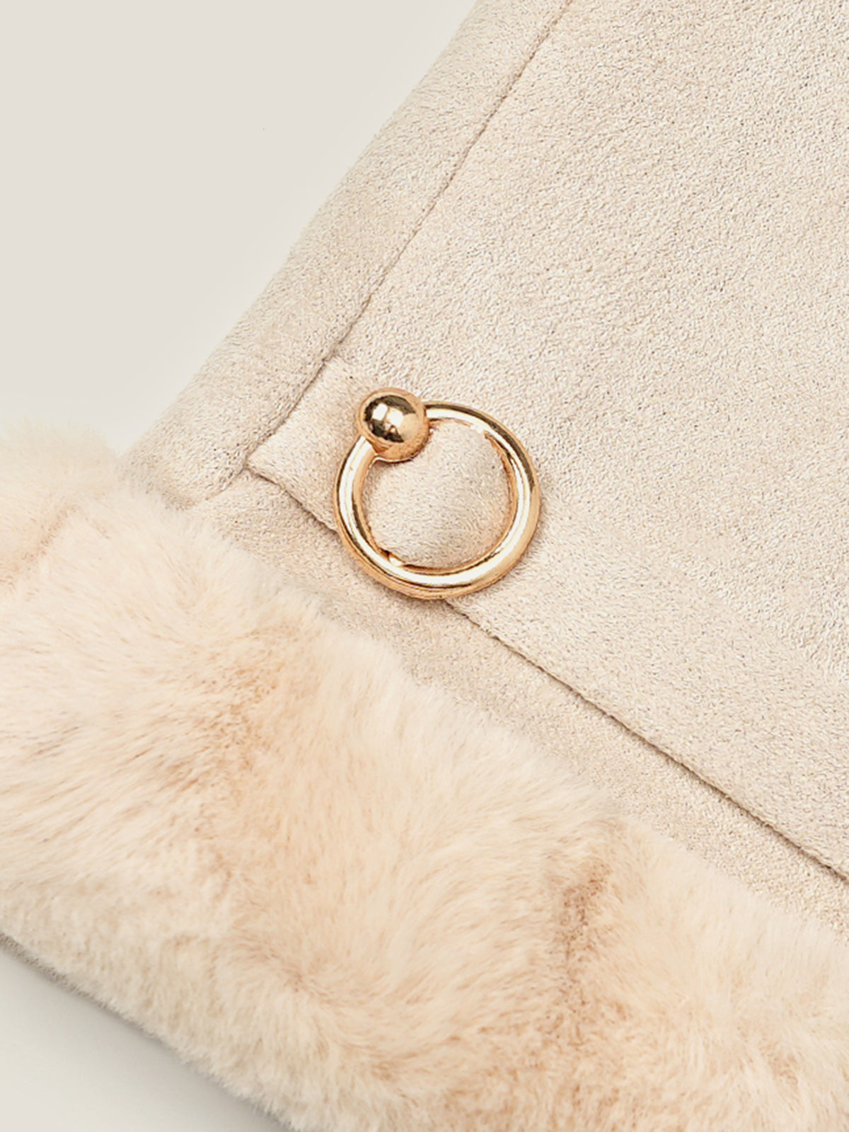 Suede Effect Faux Fur Cuff Gloves