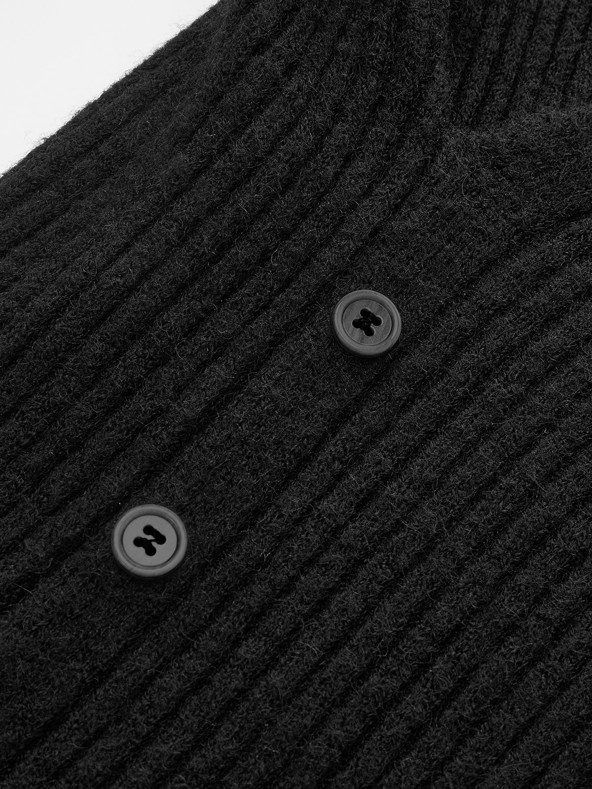 Stand Collar Asymmetric Button Ribbed Knit Top