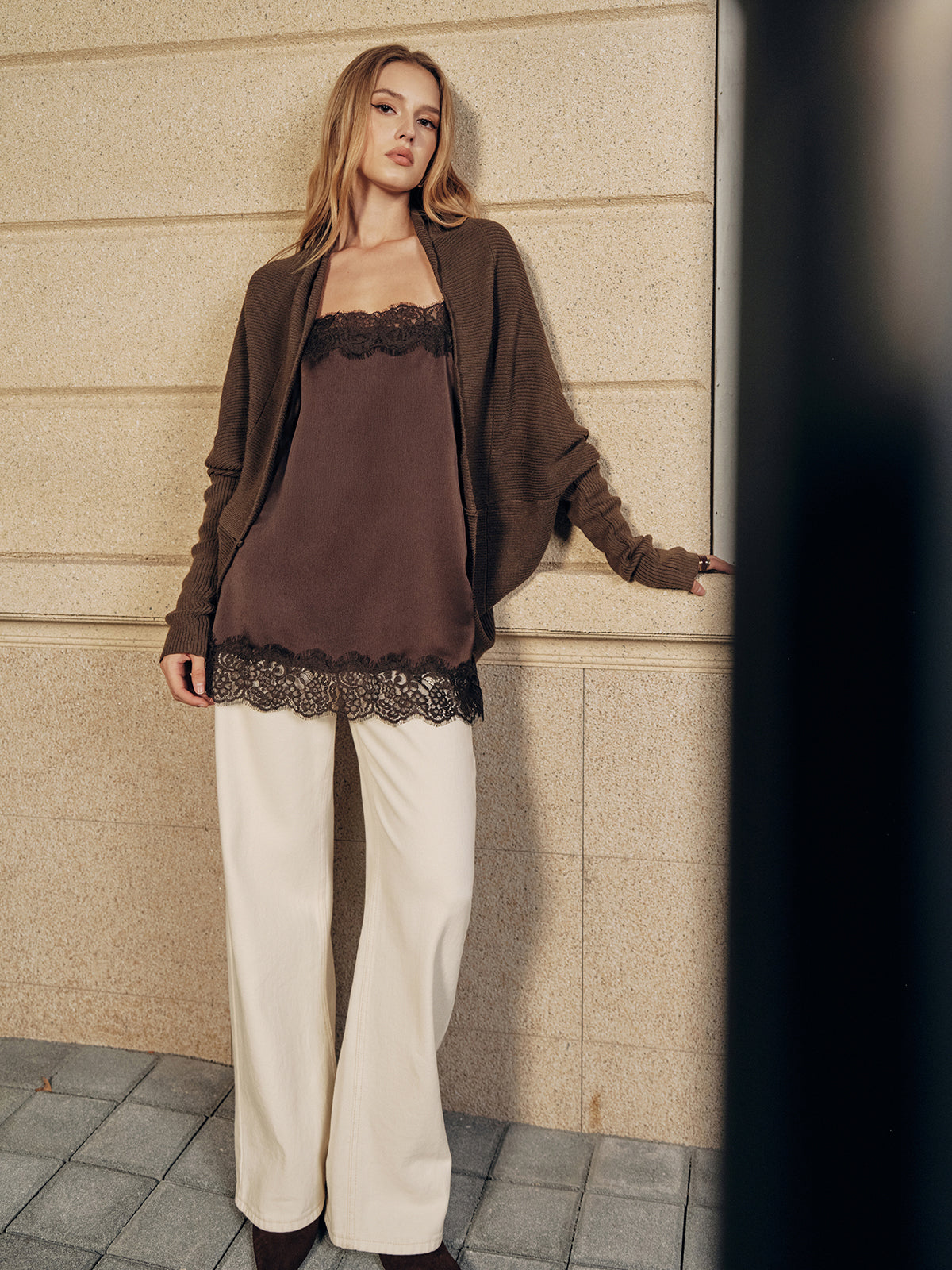 Wool Blend Batwing Sleeve Cardigan