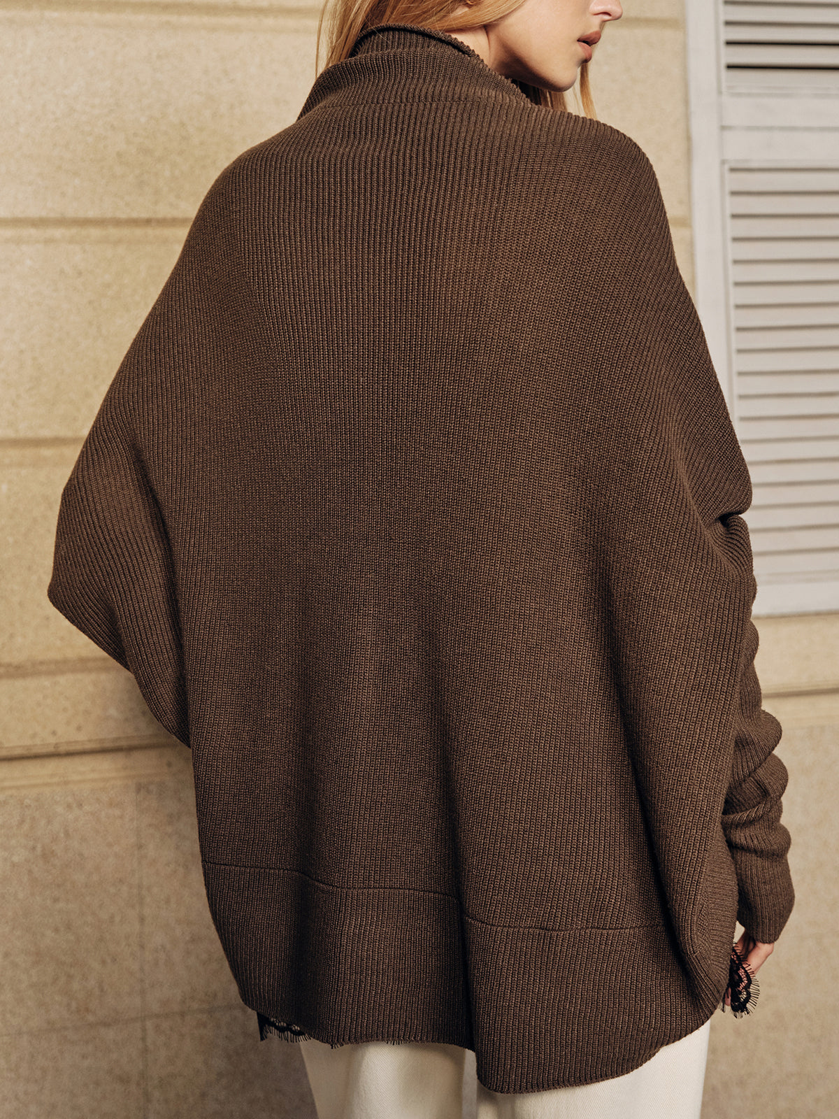 Cardigan mit Fledermausärmeln aus Wollmischung