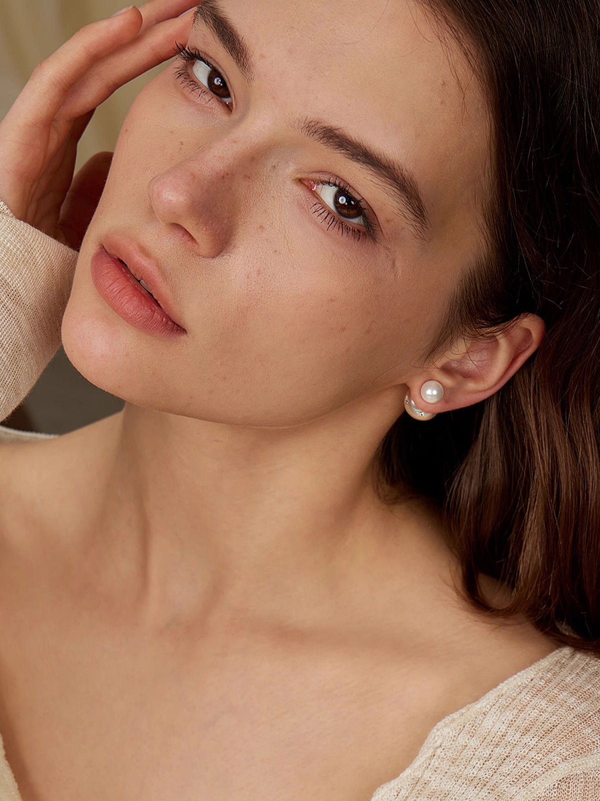 Star-Detail Double-Pearl Earrings