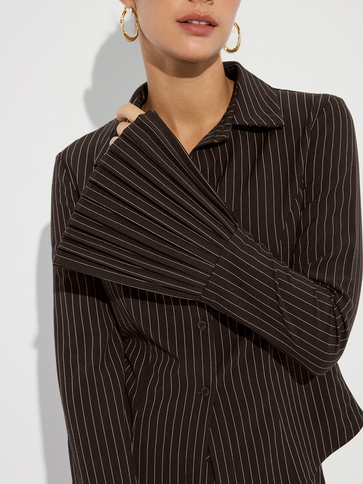 Flared Cuff Striped Shirt