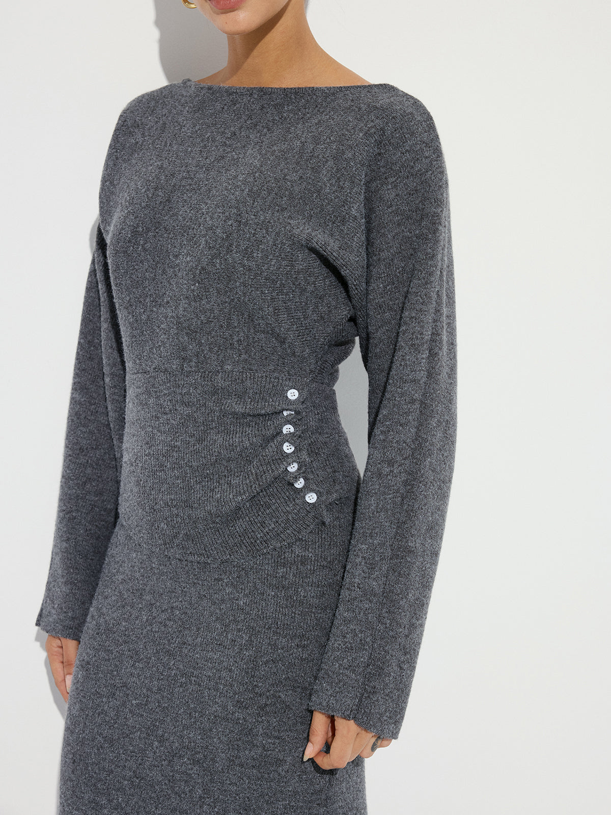 Knit Button Detail Top and Maxi Skirt Set