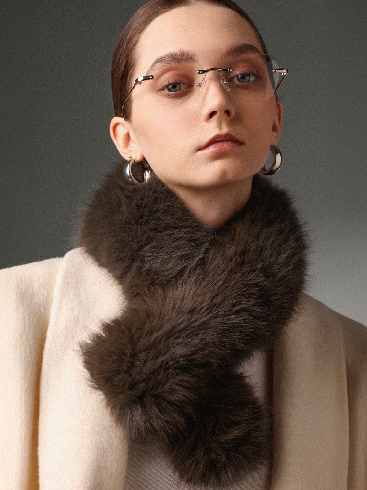 Faux-Fur Trimmed Scarf