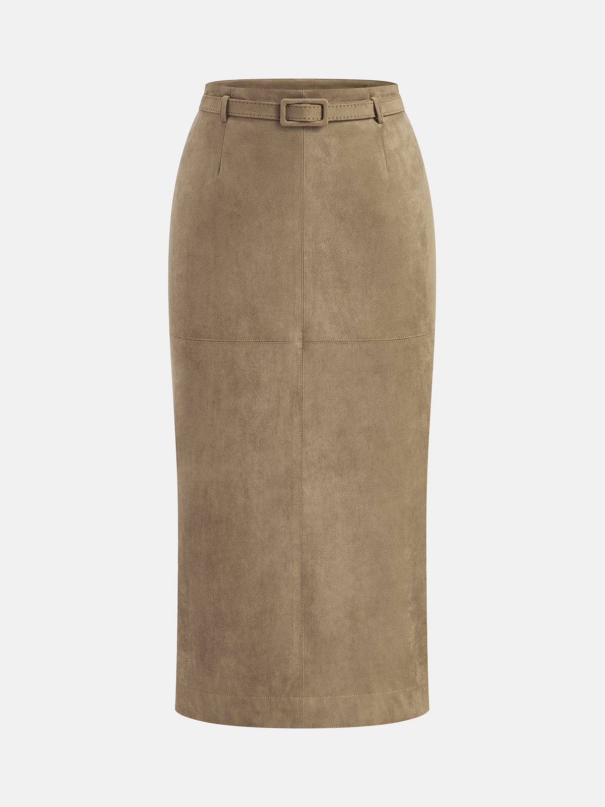 Belted Suede Midi Skirt