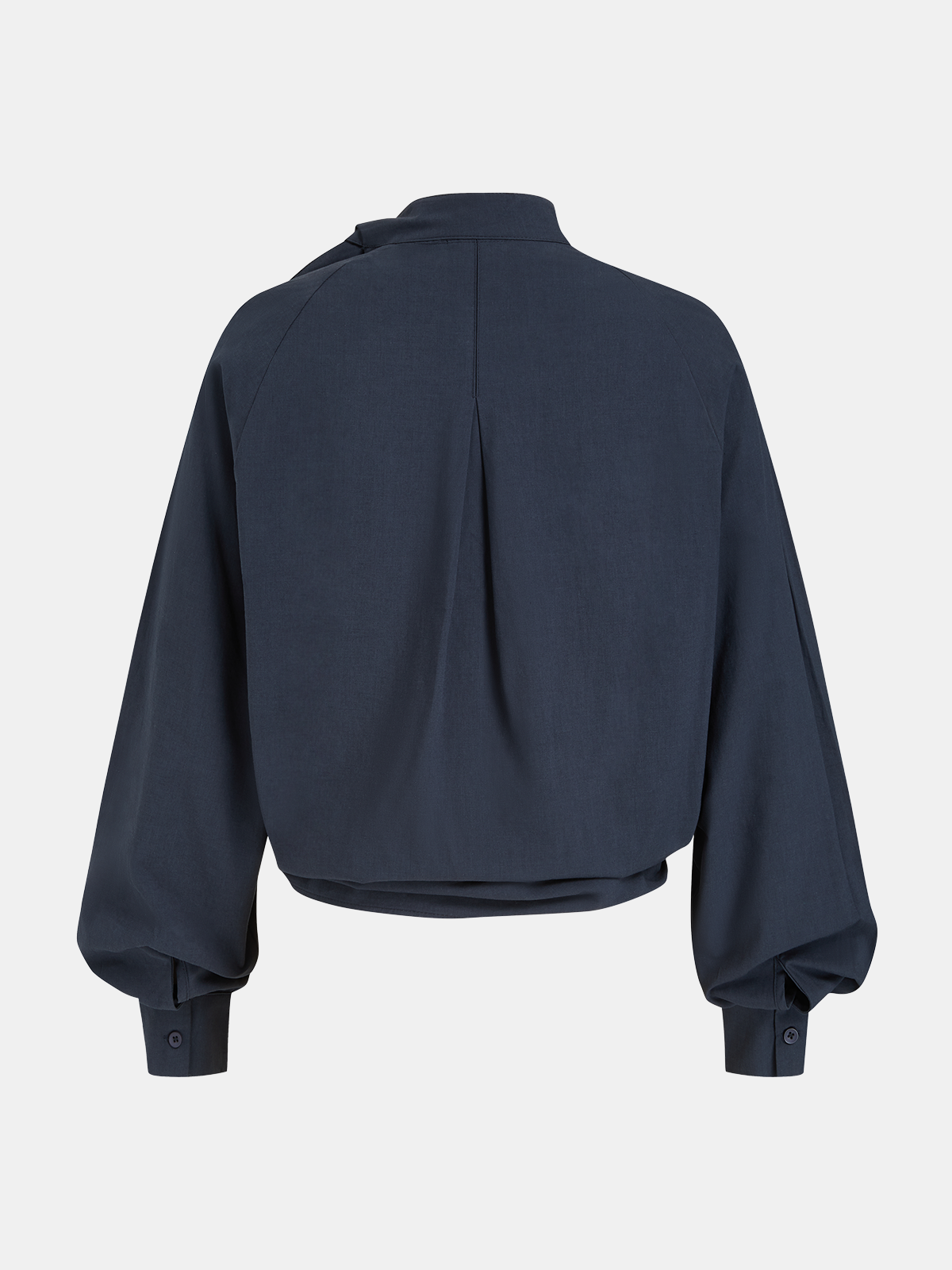 Tie-Neck Balloon Sleeve Cropped Blouse