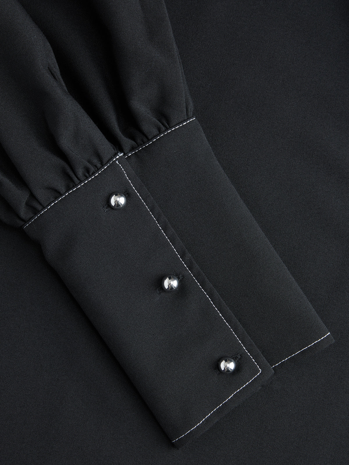 Detachable Bow-Tie Puff-Sleeve Blouse