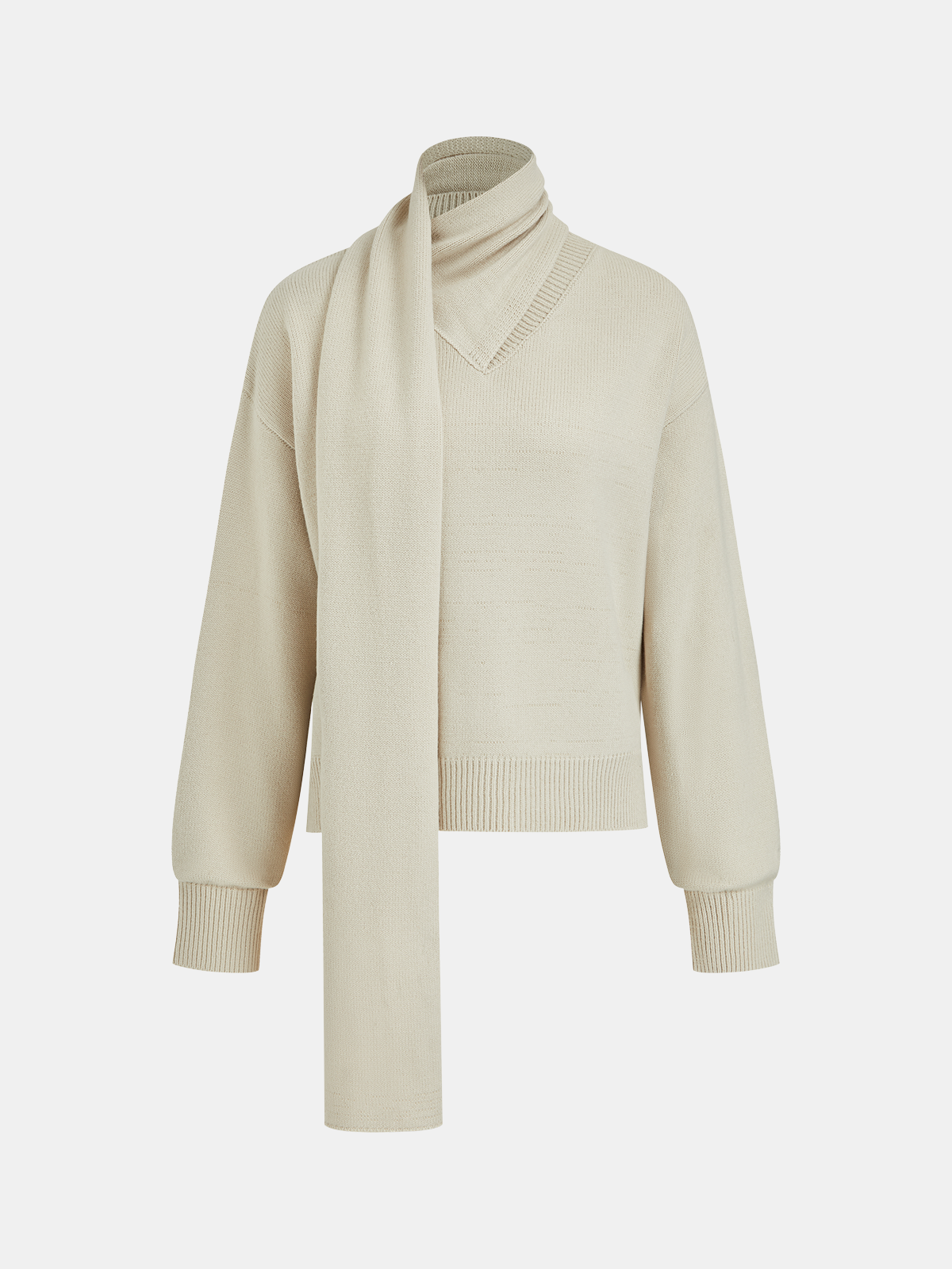 Loose Knit Sweater with Scarf Collar