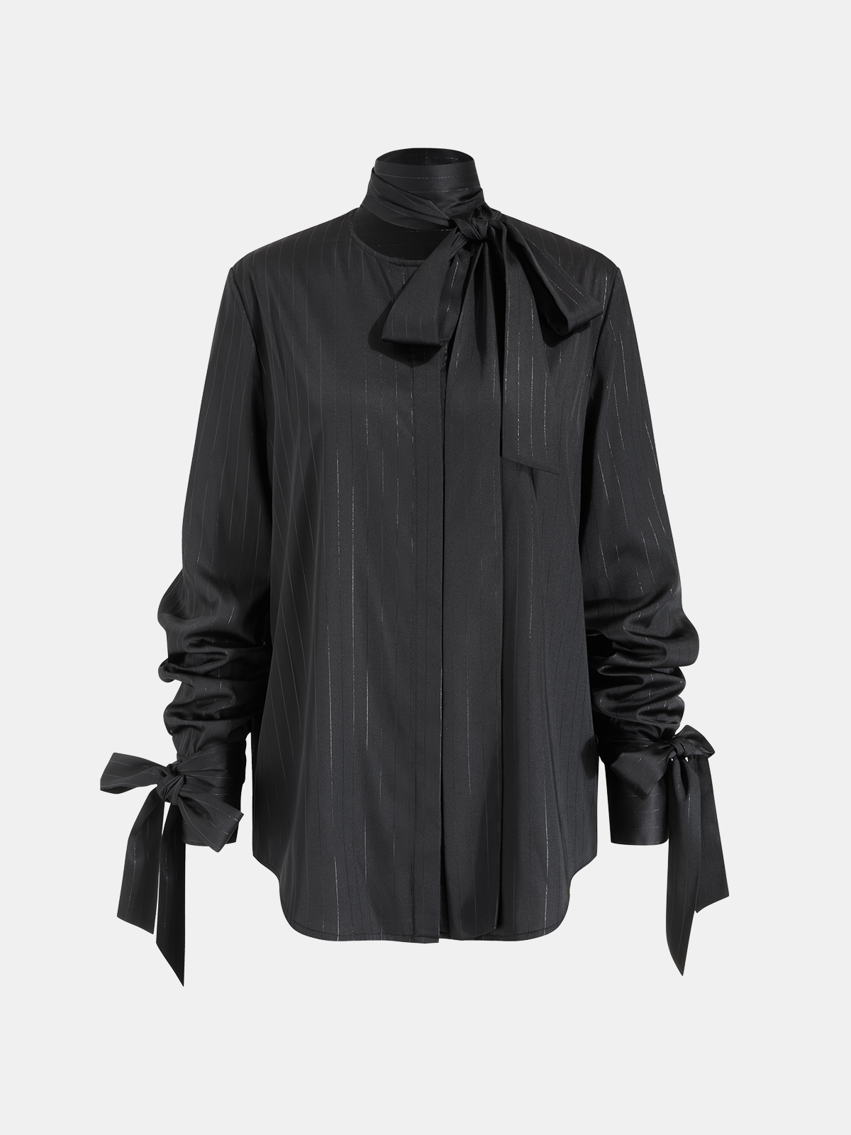 Ribbon-Detail Long-Sleeve Shirt