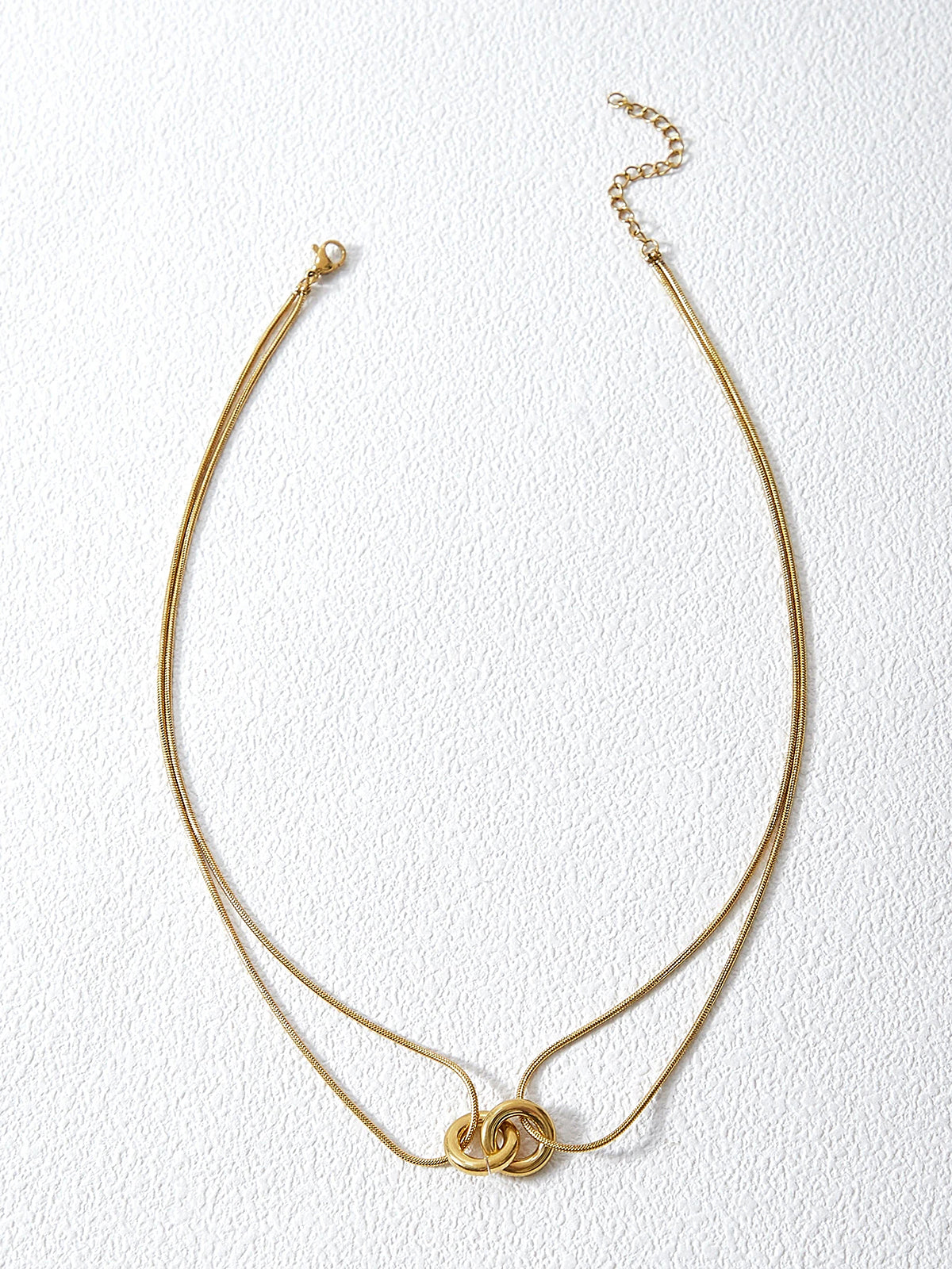 Interlocking Circle Layered Gold Necklace