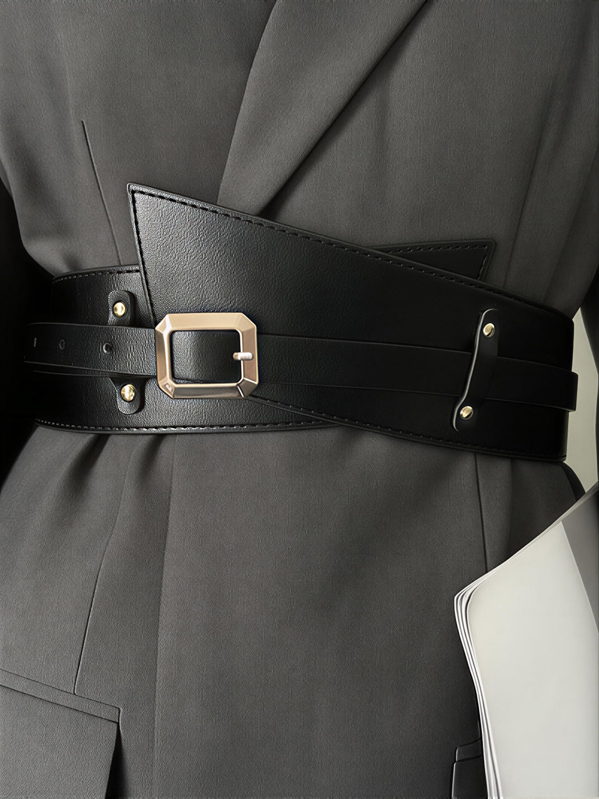 Wide Square Buckle Belt