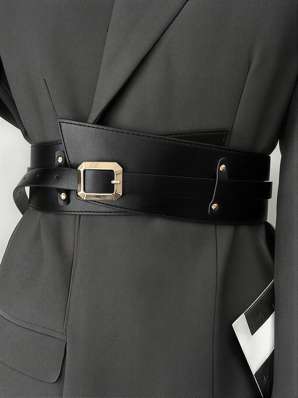Wide Square Buckle Belt