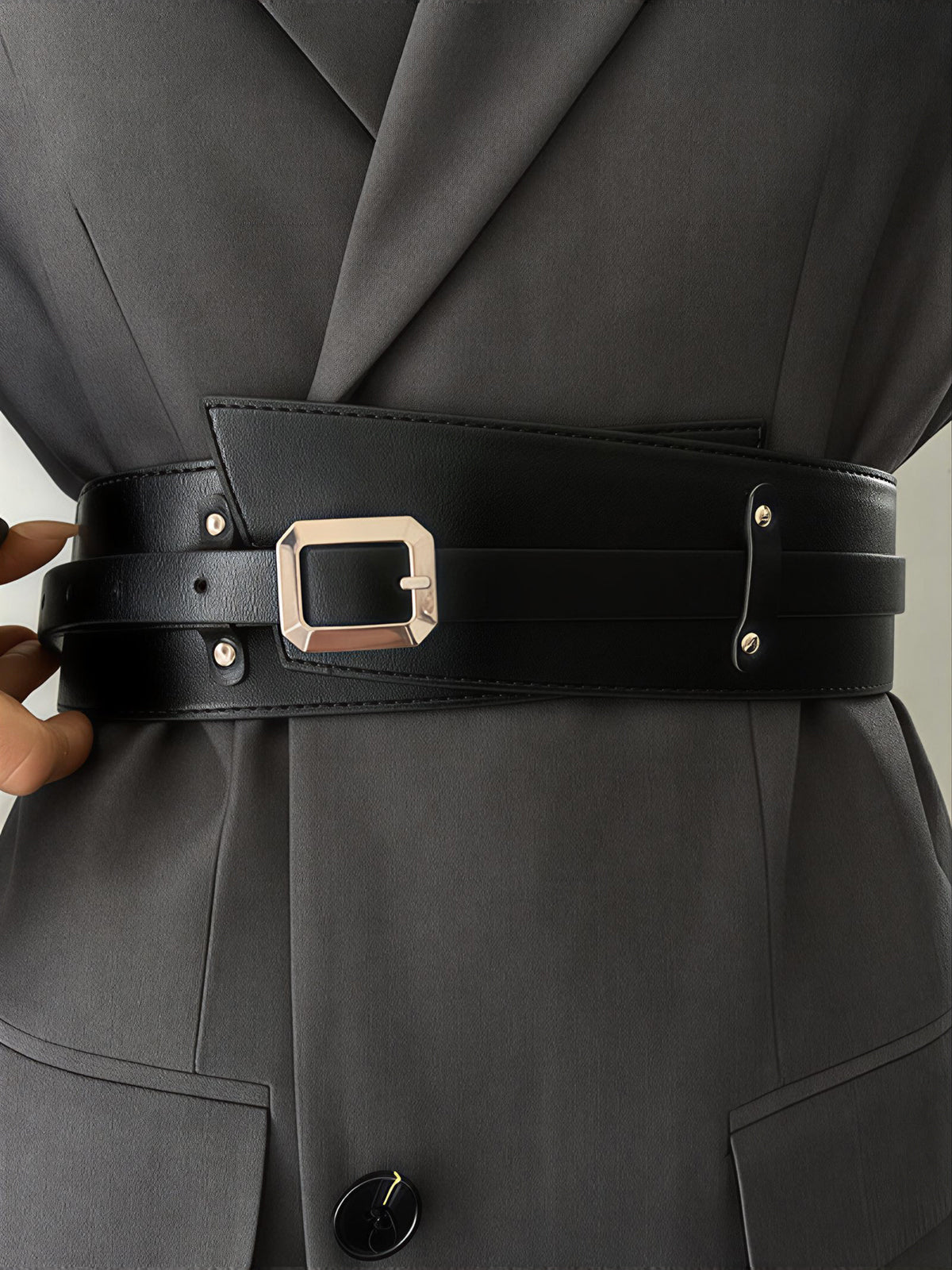 Wide Square Buckle Belt