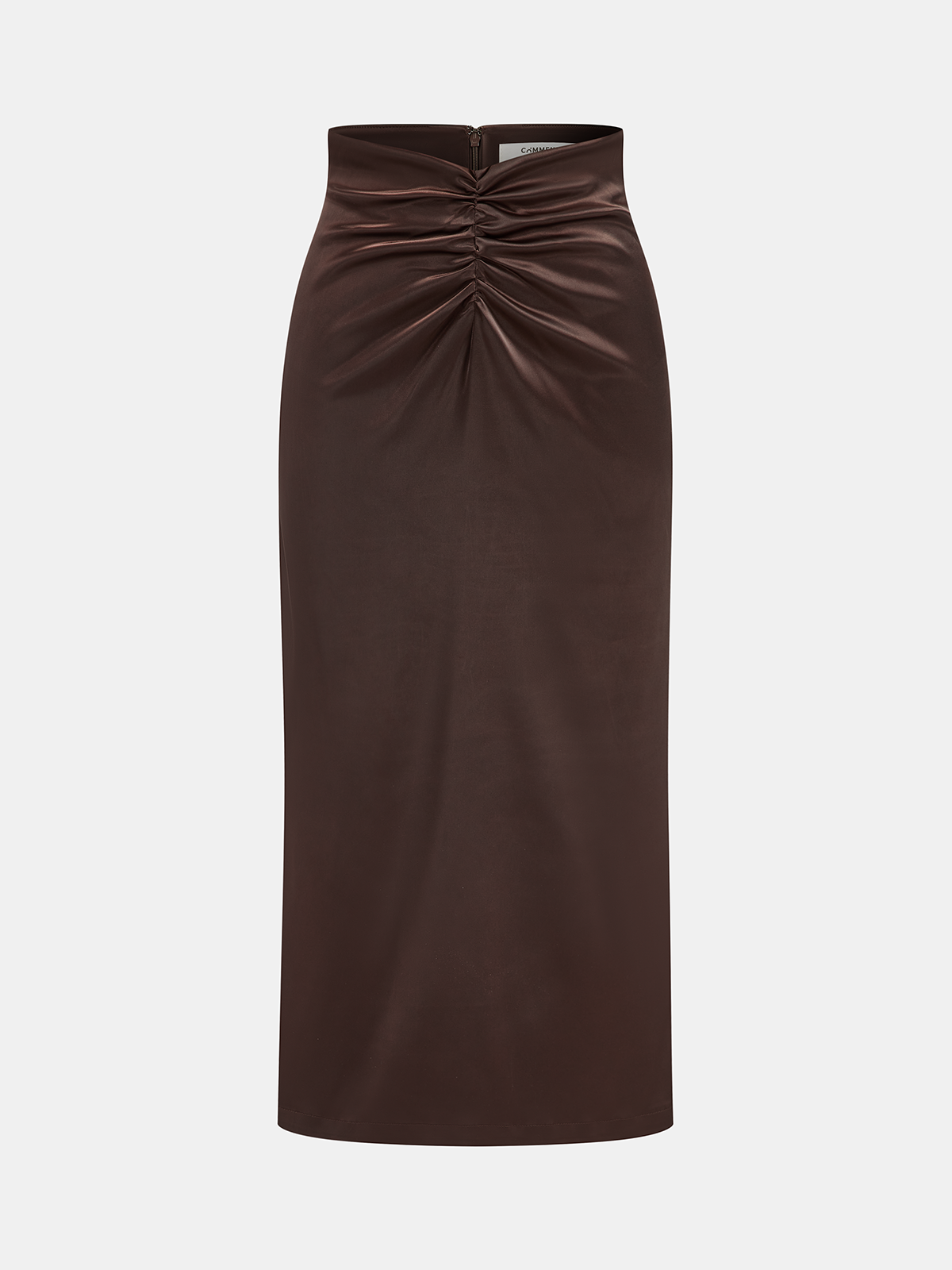 Mock Neck Top and Ruched Satin Skirt Set