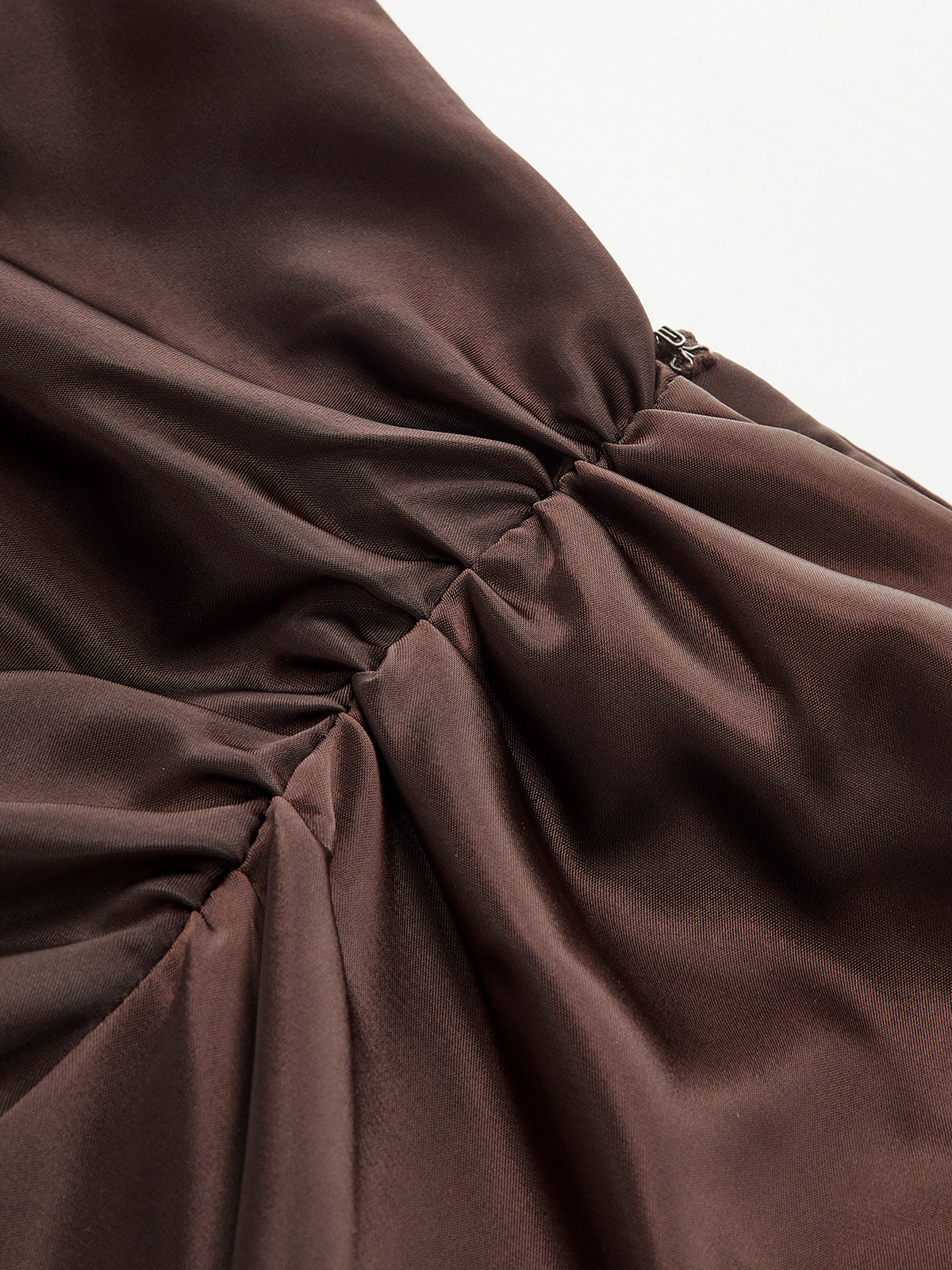 Mock Neck Top and Ruched Satin Skirt Set