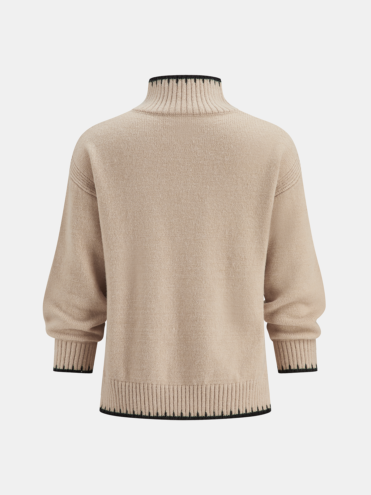 Mock Neck Contrast Trim Knit Sweater