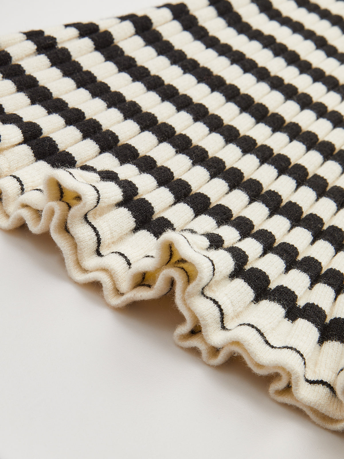 Striped Rib-Knit Flare-Cuff Sweater