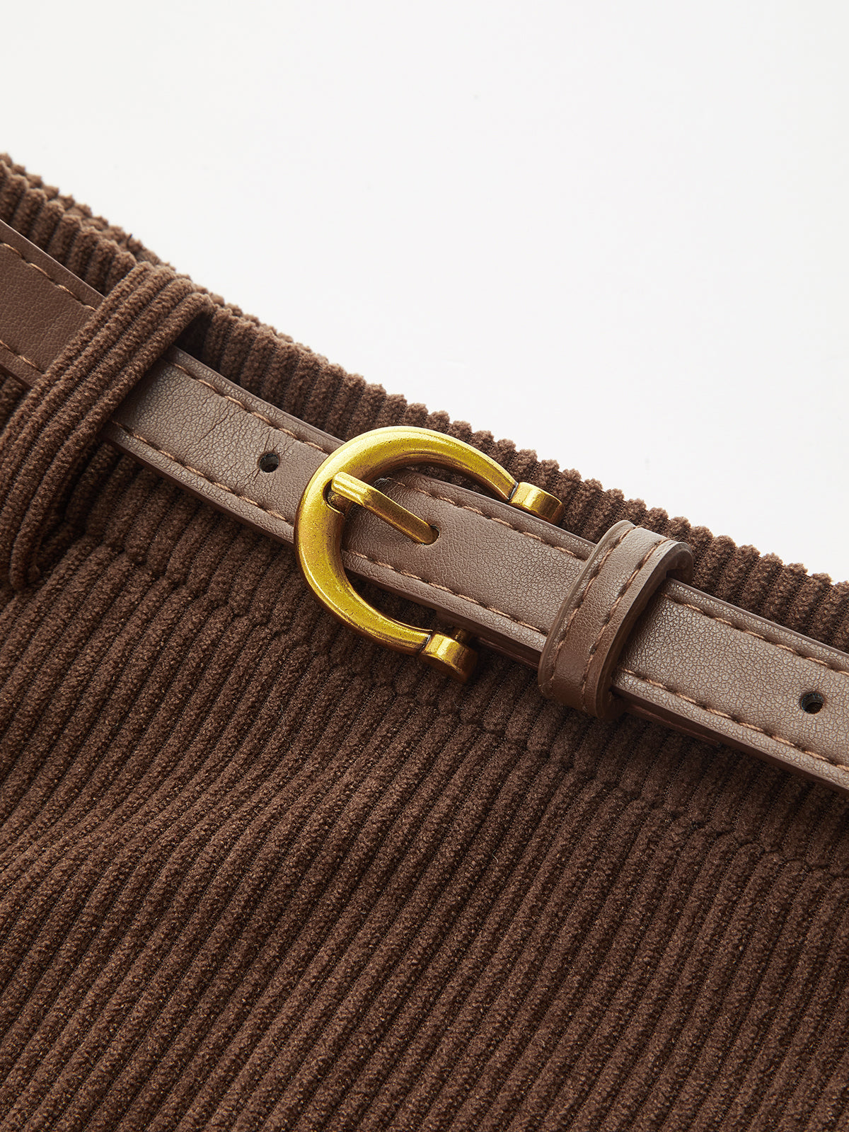 Belted Corduroy Skirt