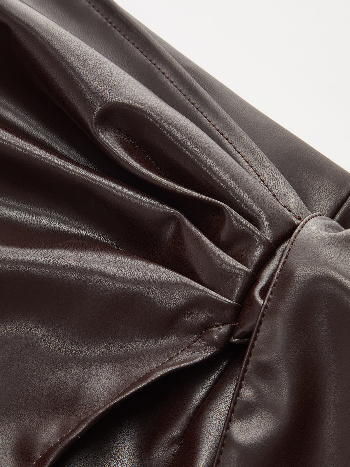 Mock Neck Top with Faux Leather Skirt Set