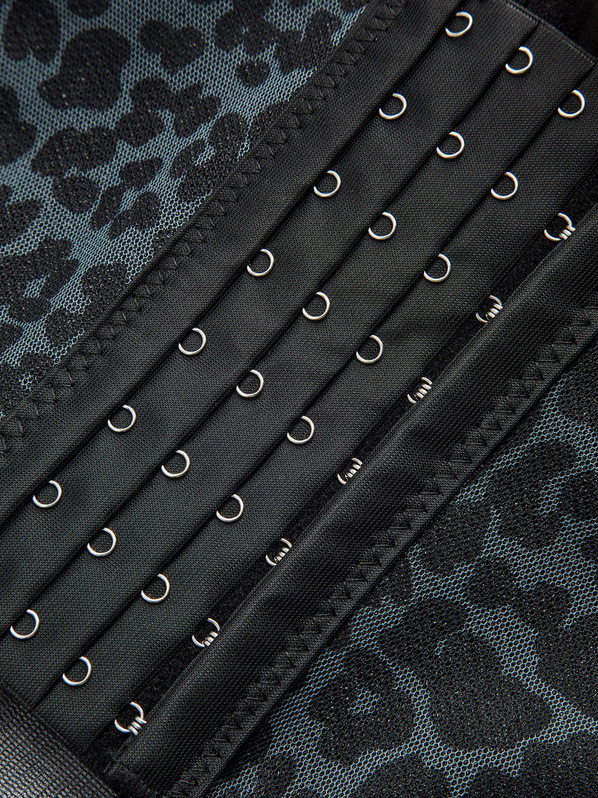 Leopard Print Lace Mesh Sheer Boned Corset