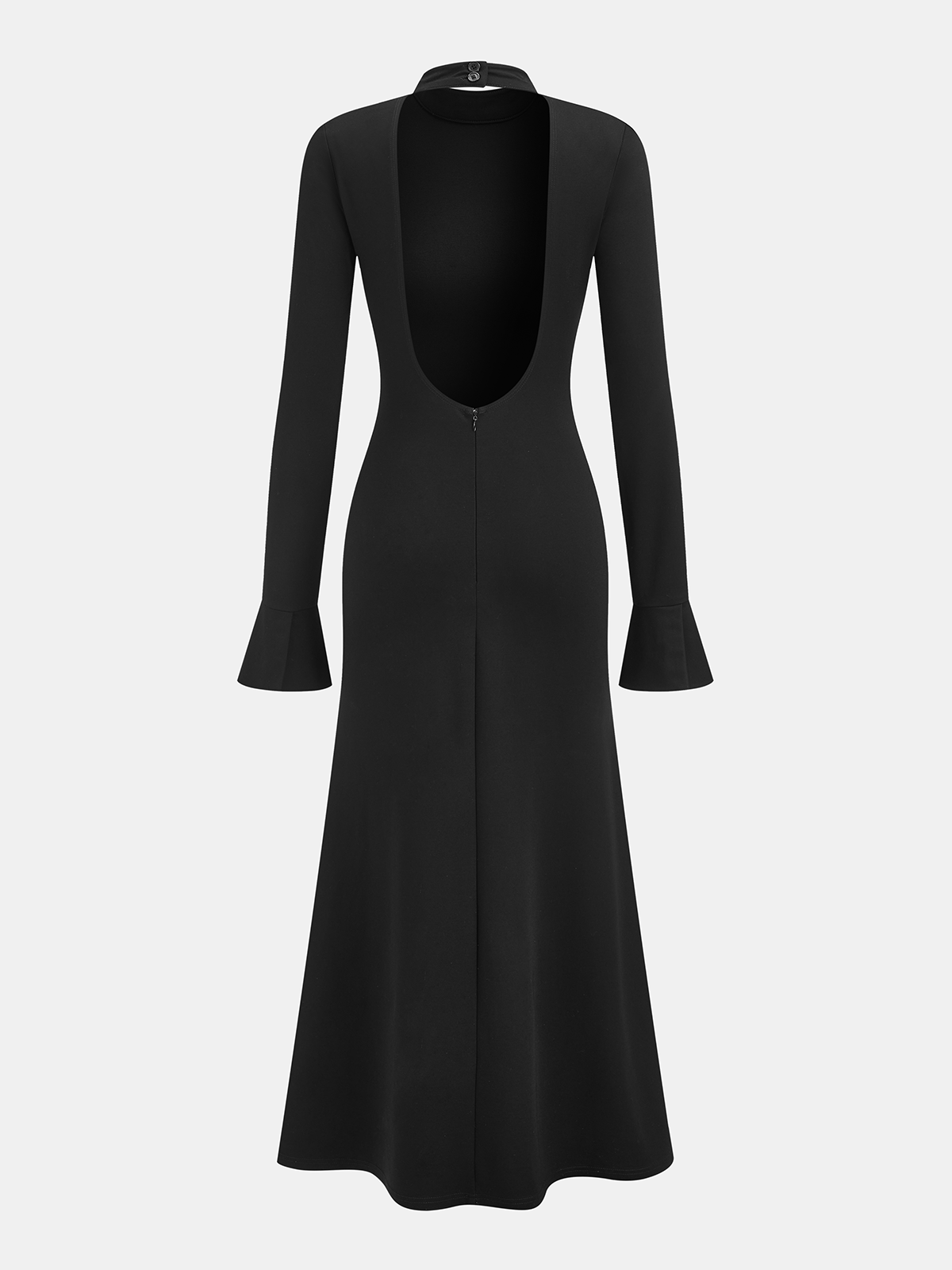 Mock-Neck Flare-Cuff Dress
