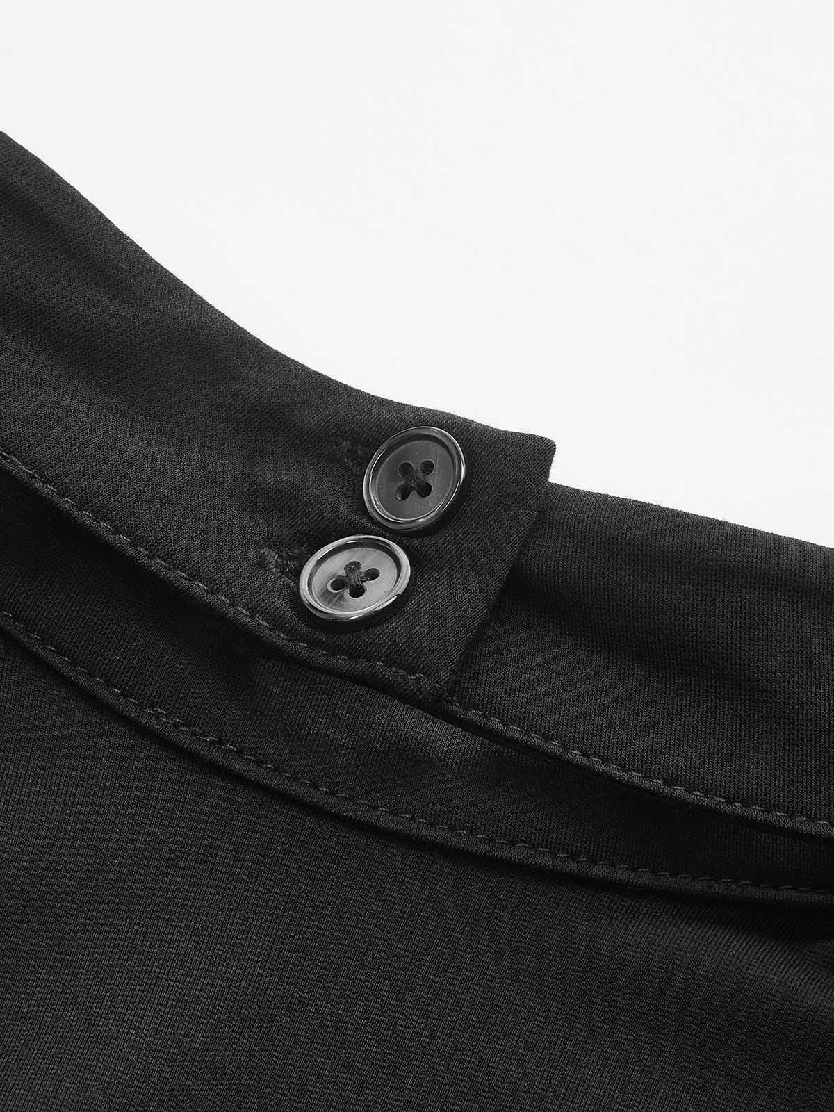 Mock-Neck Flare-Cuff Dress