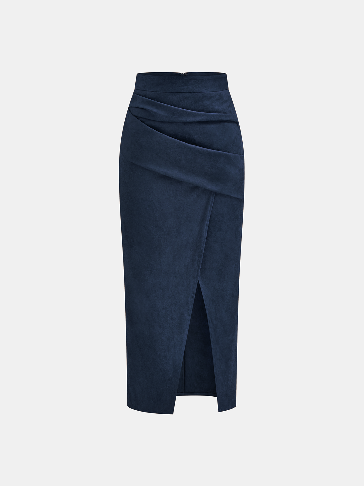 Jupe midi fendue drapée effet daim