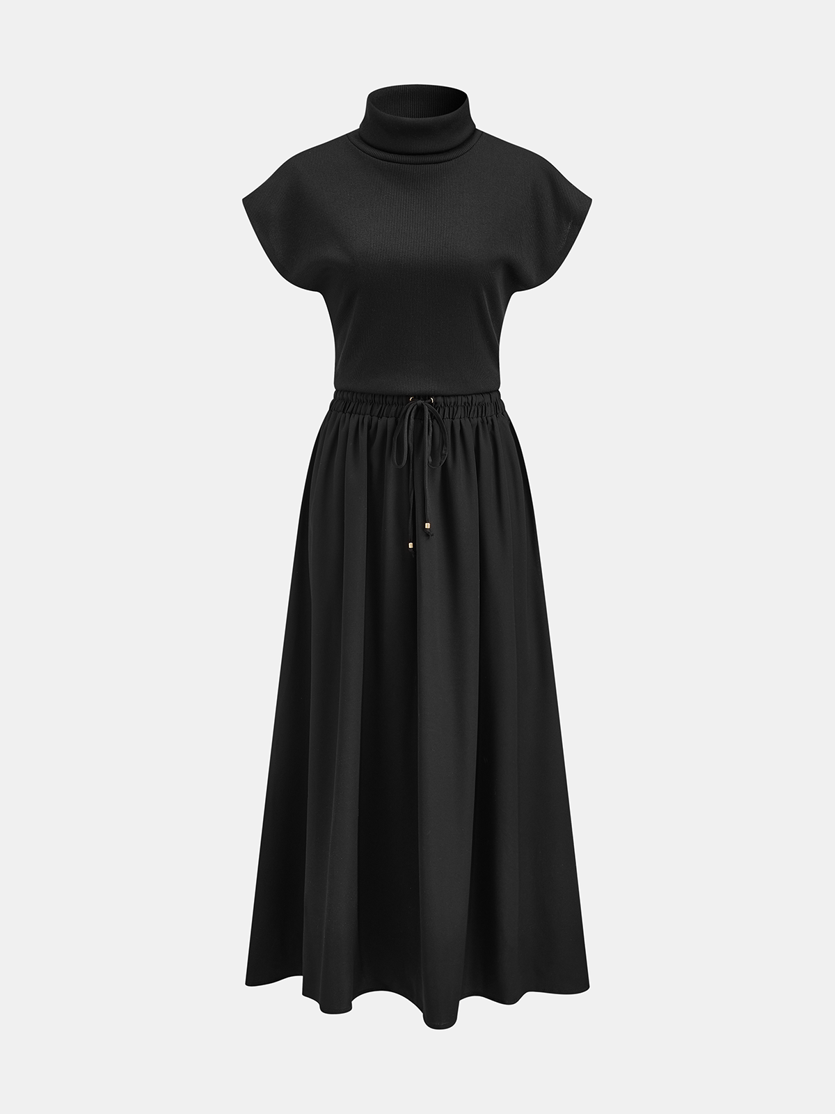 Robe à col roulé et taille élastiquée