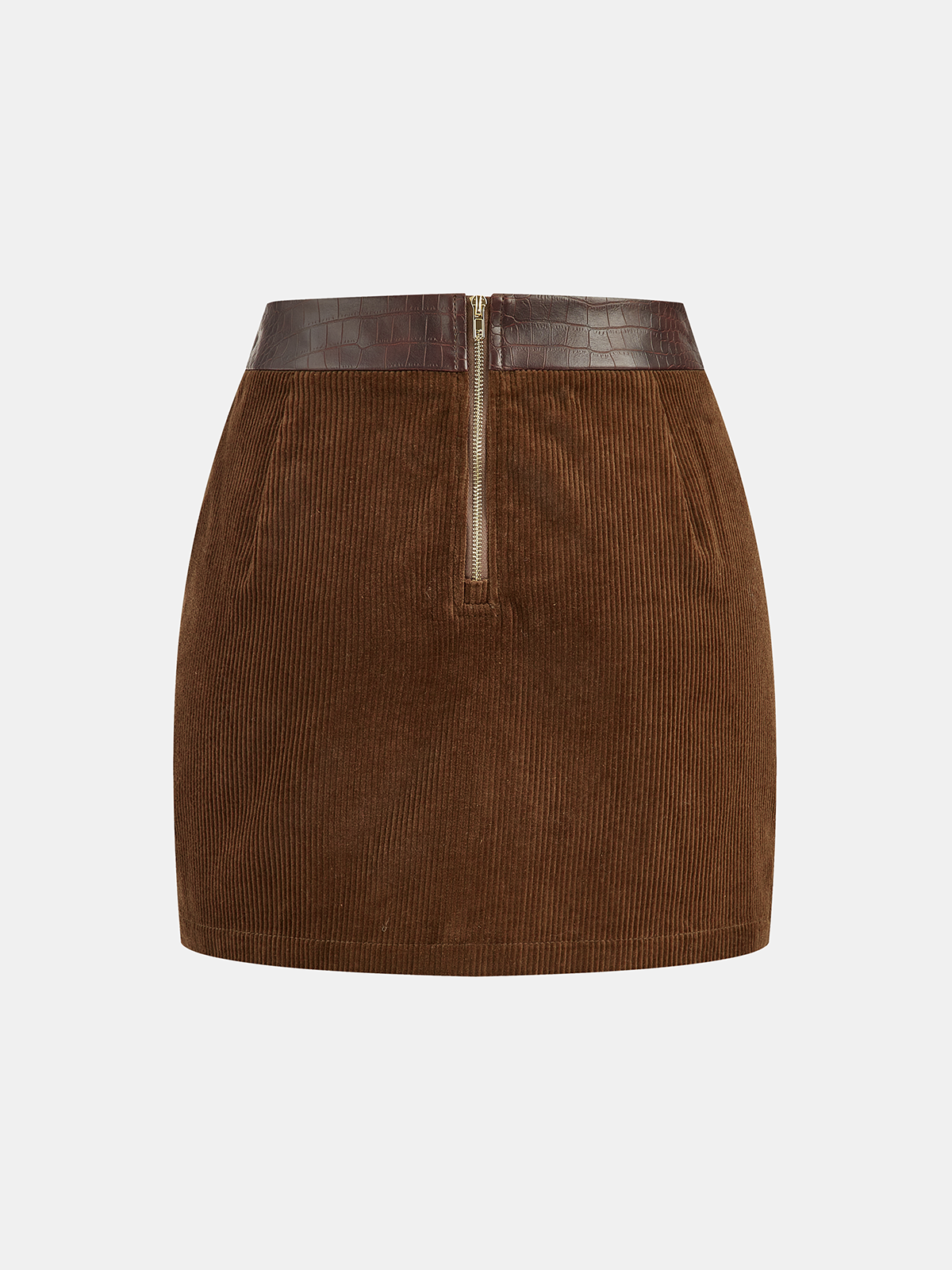 Faux Leather Panel Corduroy Mini Skirt