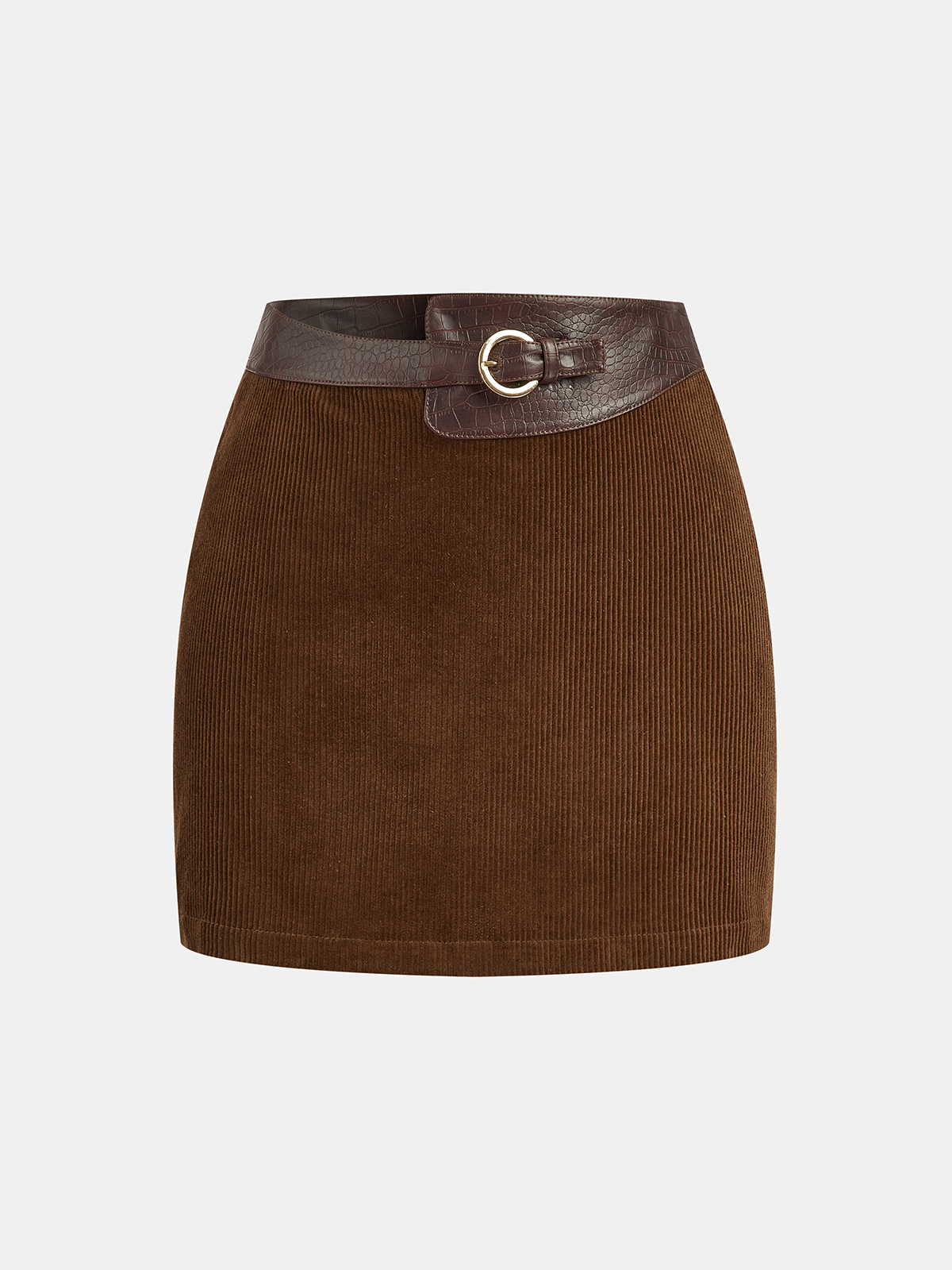 Faux Leather Panel Corduroy Mini Skirt