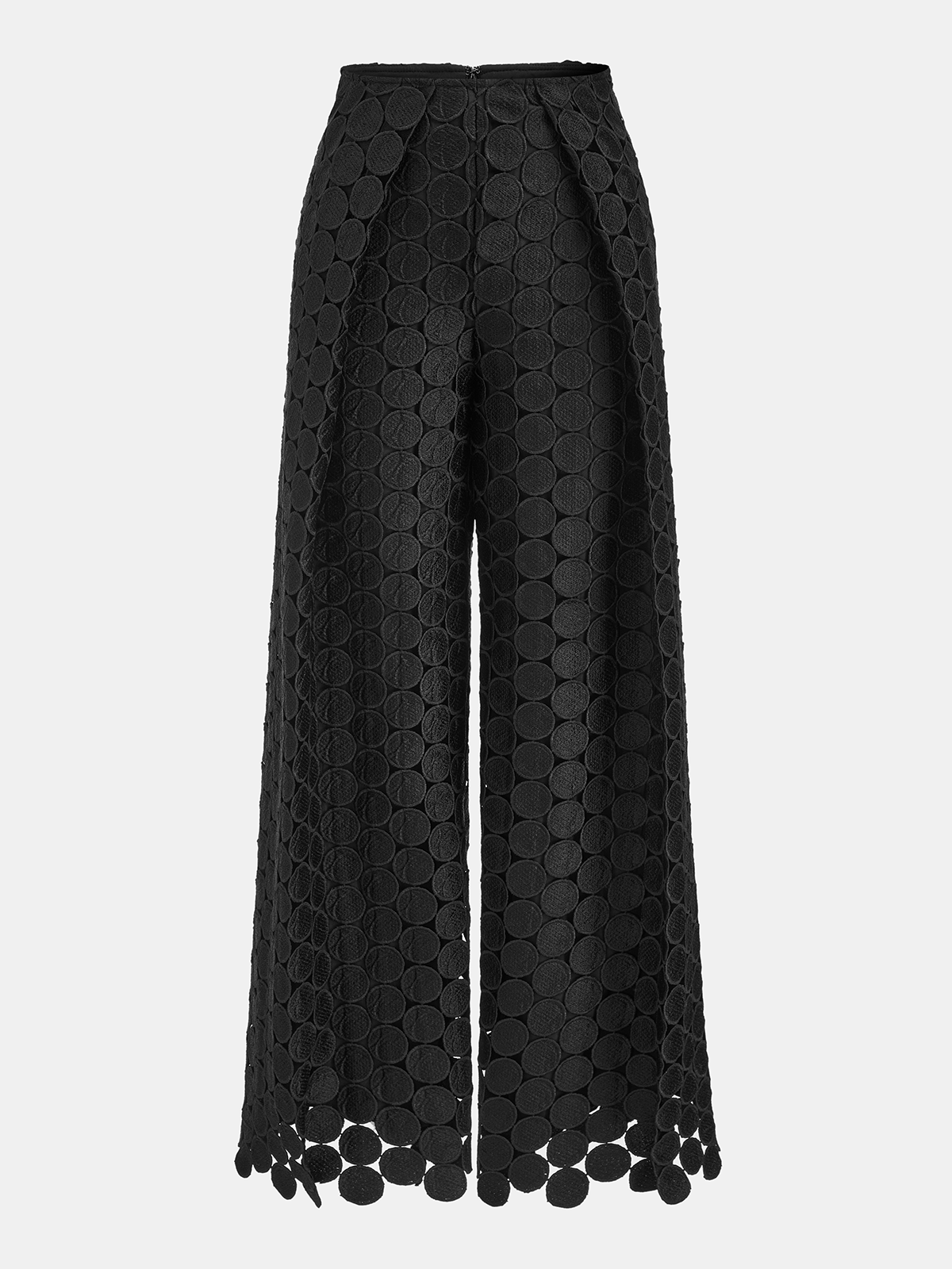 Mid-Waist Circular Applique Wide-Leg Pants