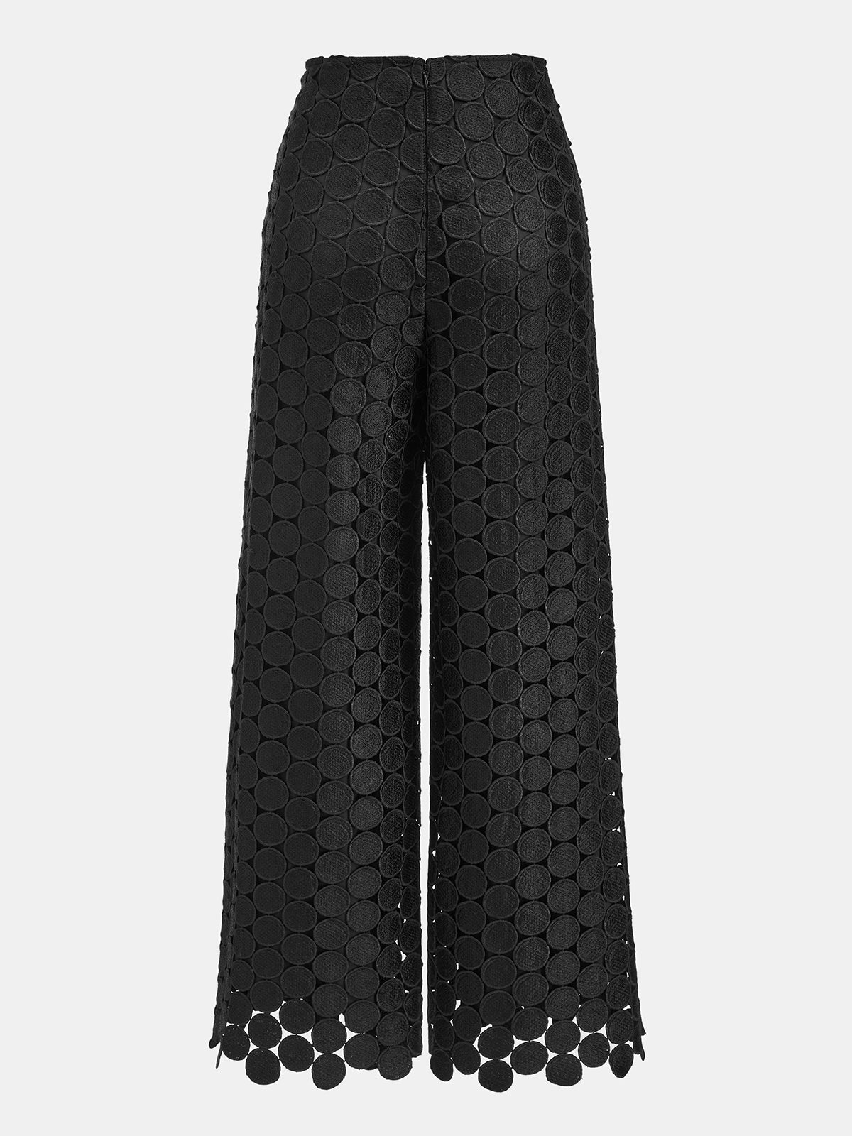 Mid-Waist Circular Applique Wide-Leg Pants