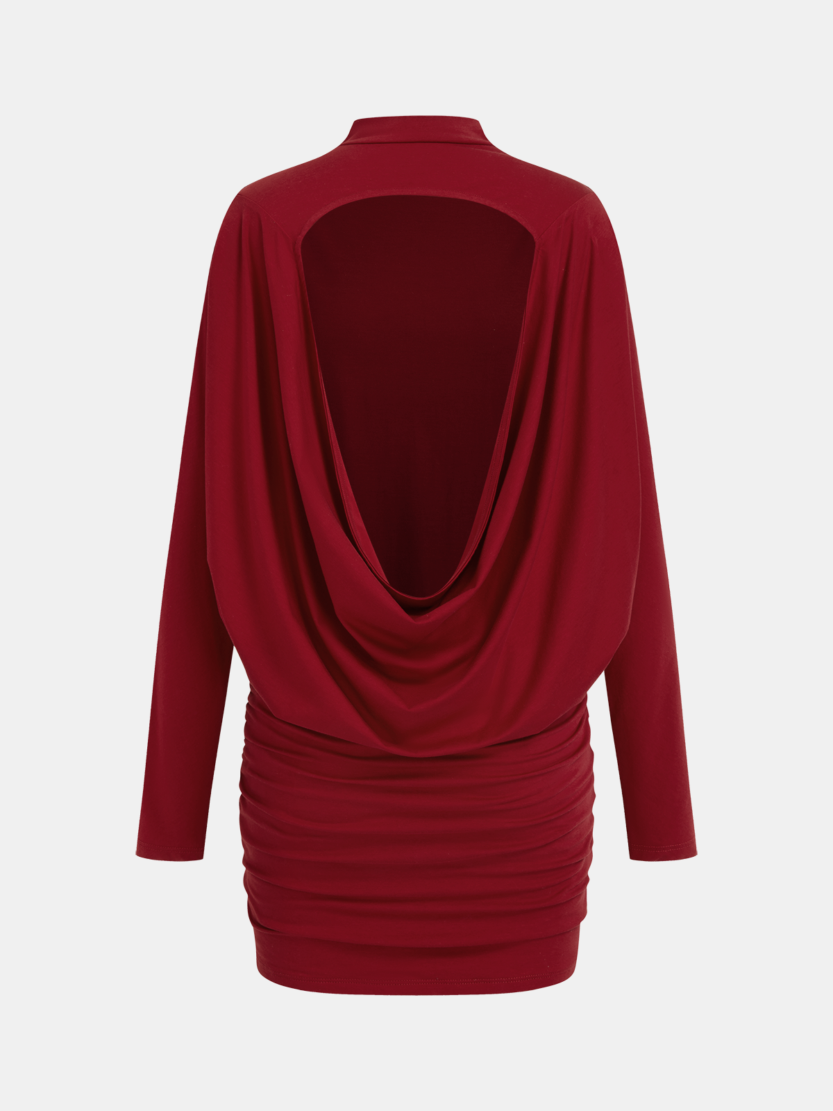 Backless Draped Ruched Mini Dress