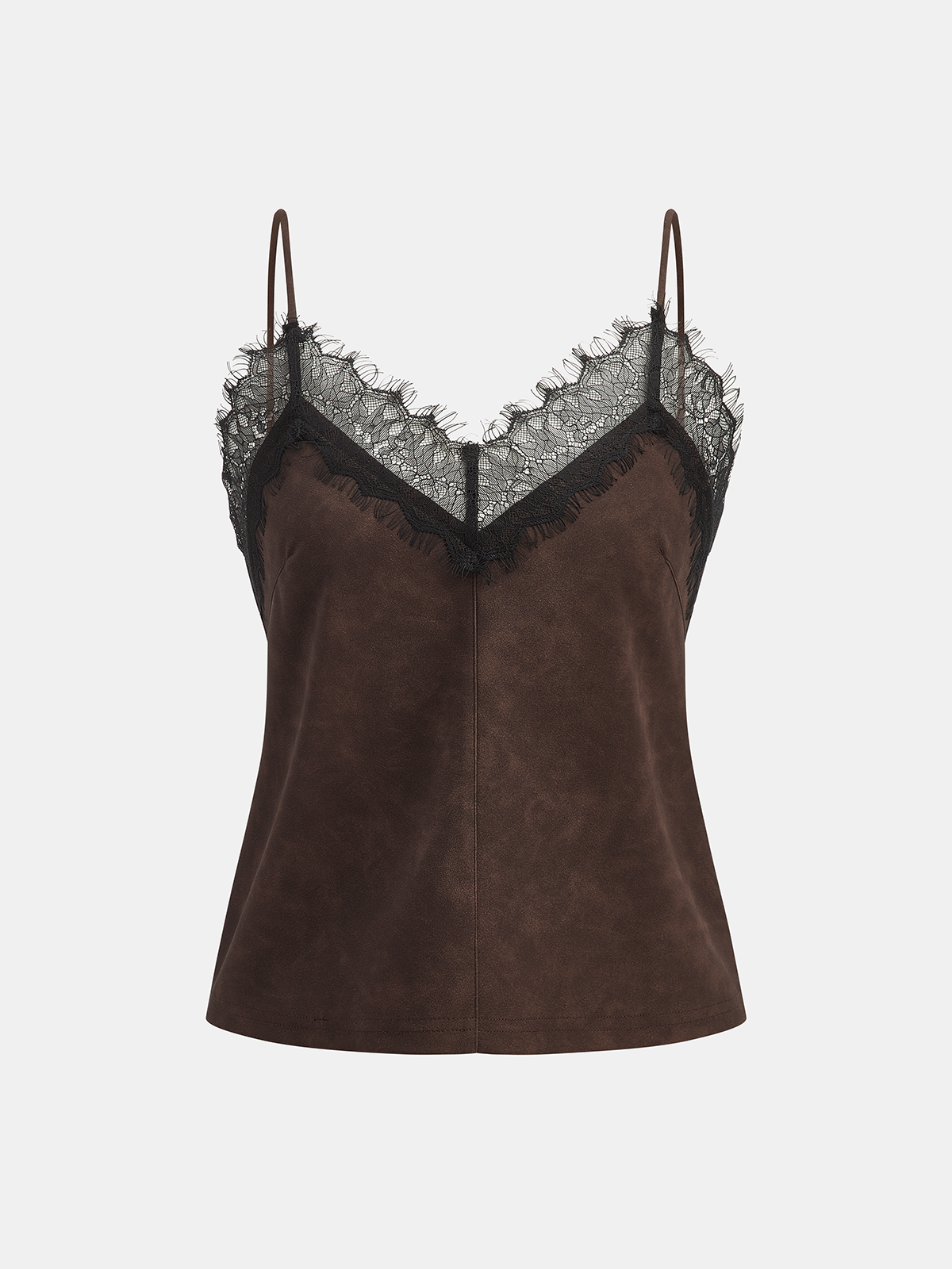 Lace-Trim Suede Camisole Top
