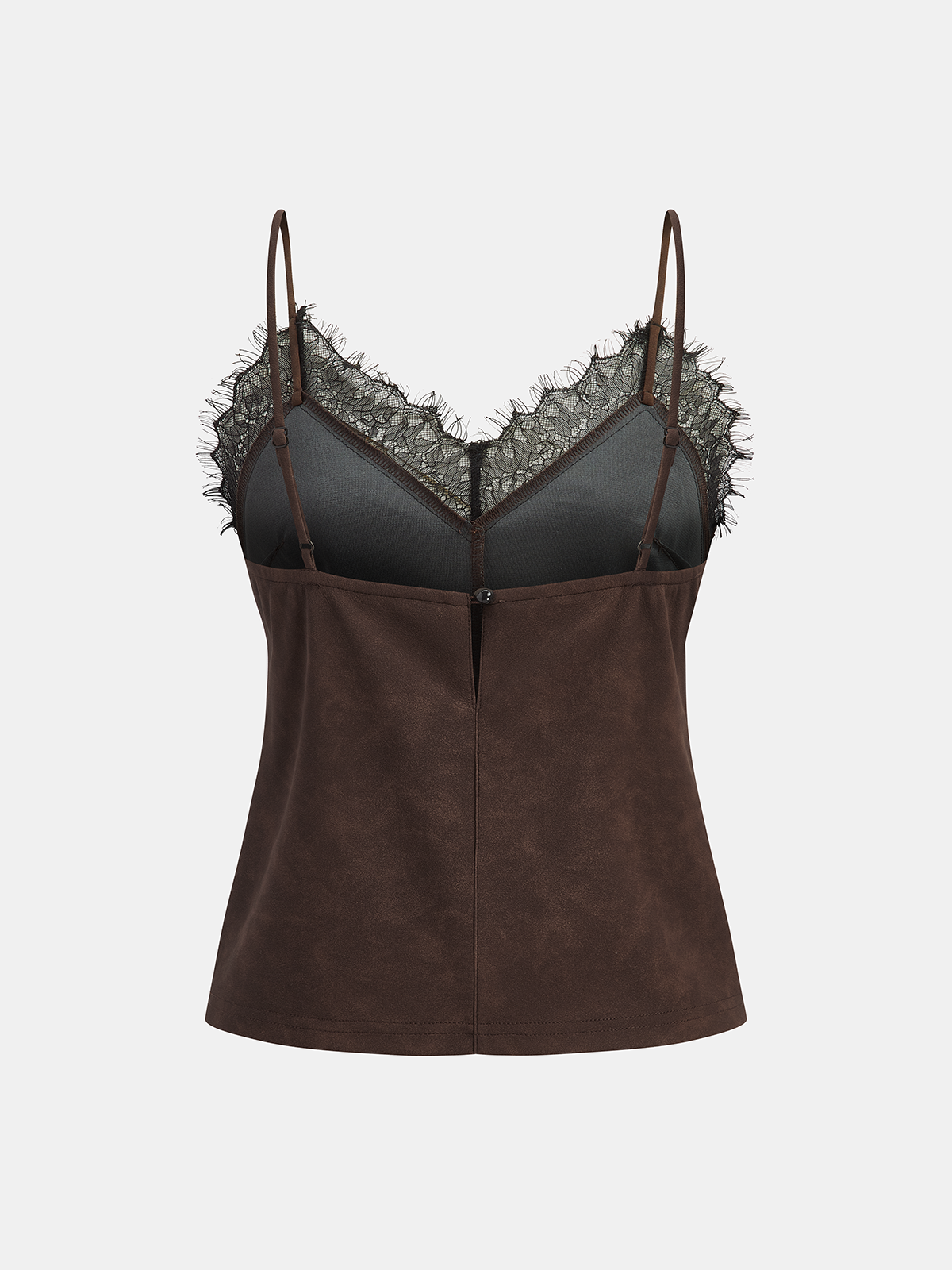 Lace-Trim Suede Camisole Top
