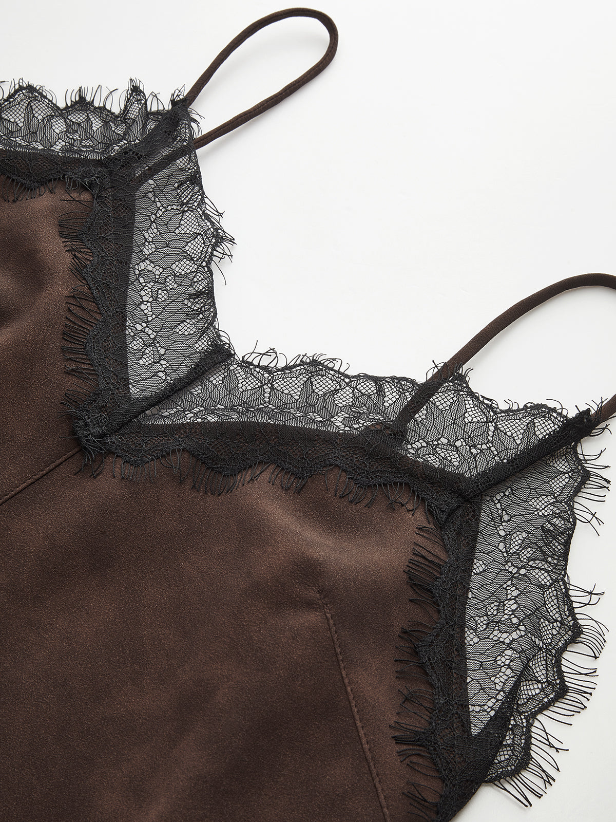 Lace-Trim Suede Camisole Top