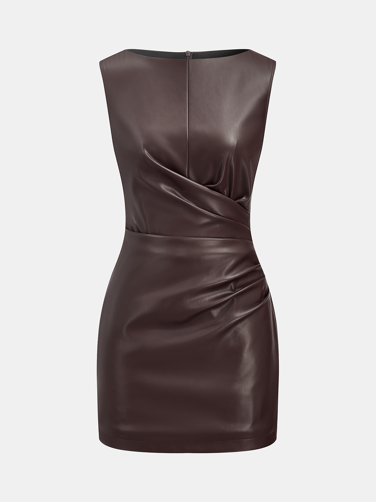 Robe froncée en similicuir à la taille