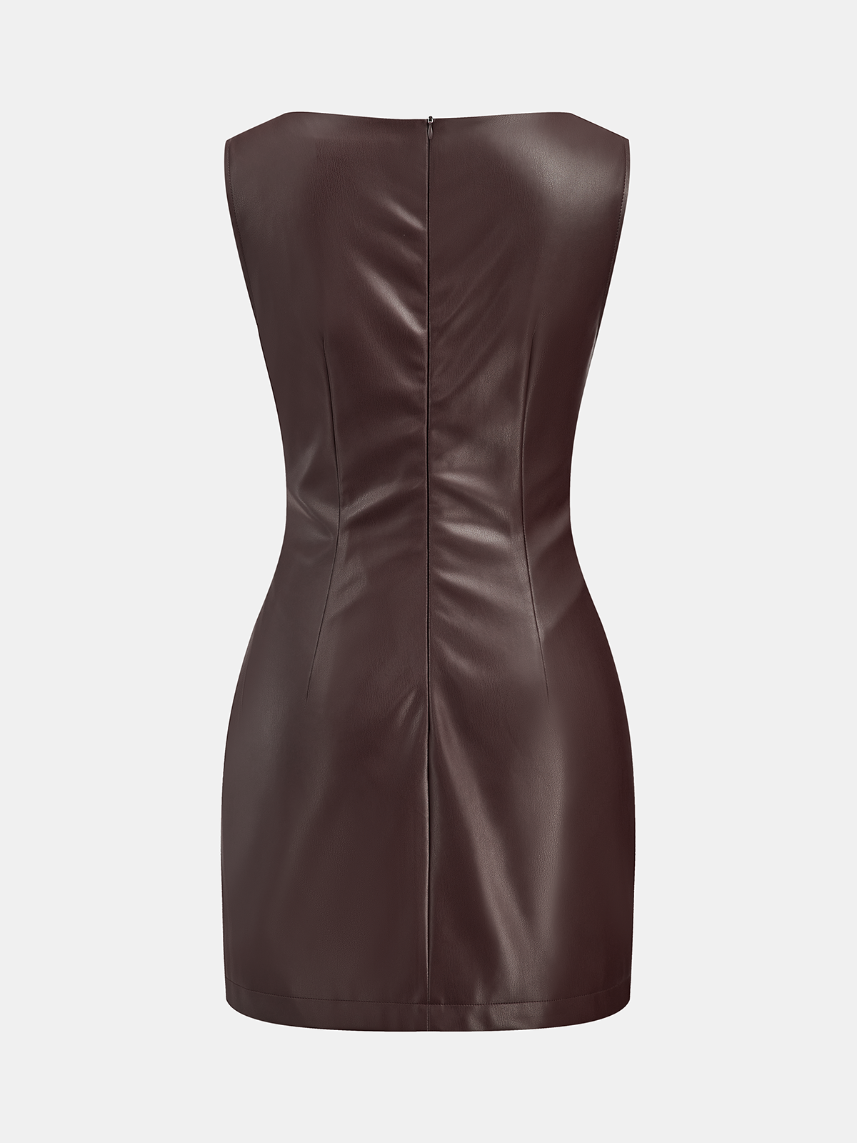Robe froncée en similicuir à la taille